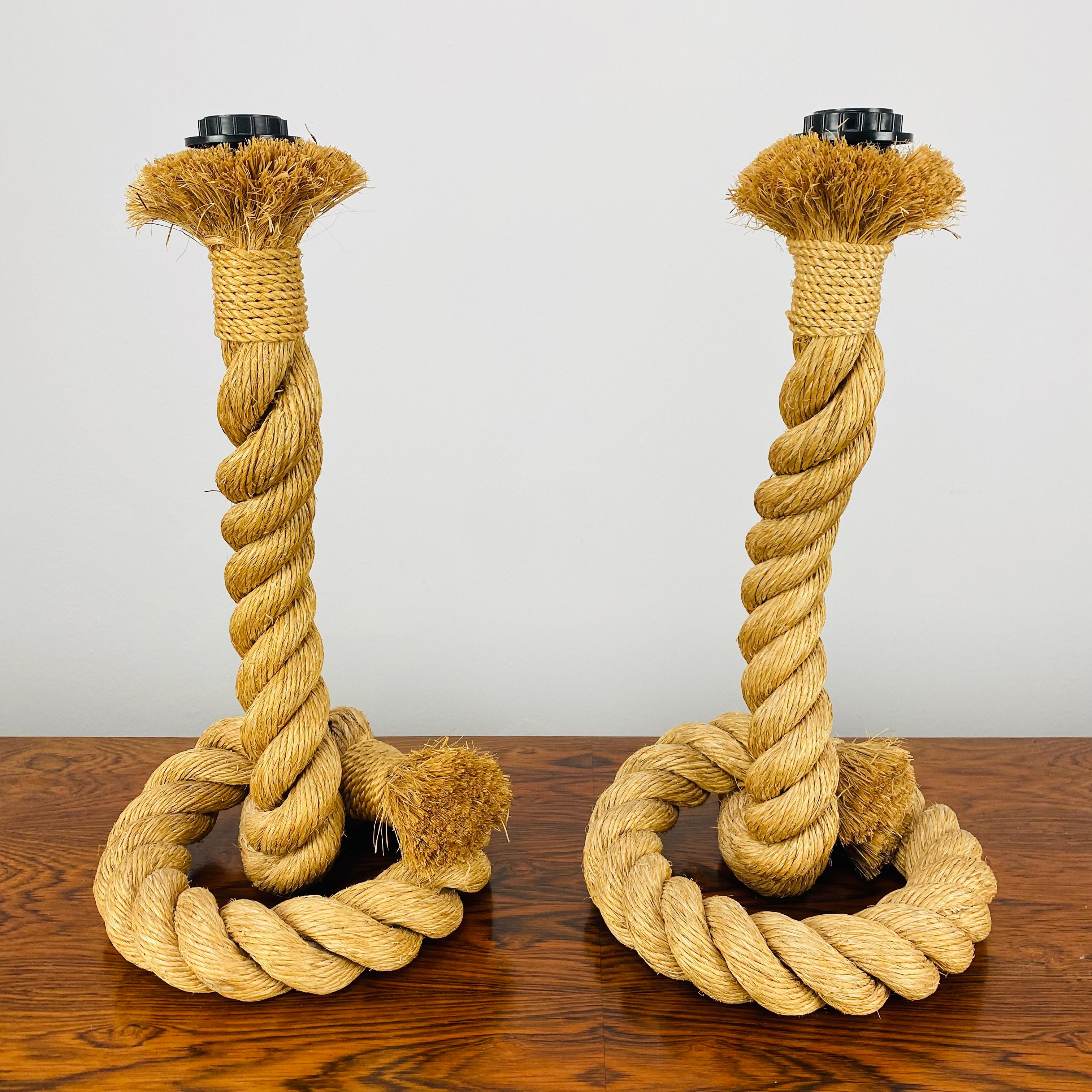 Late 20th Century Audoux Minet pair of cord lamps  For Sale