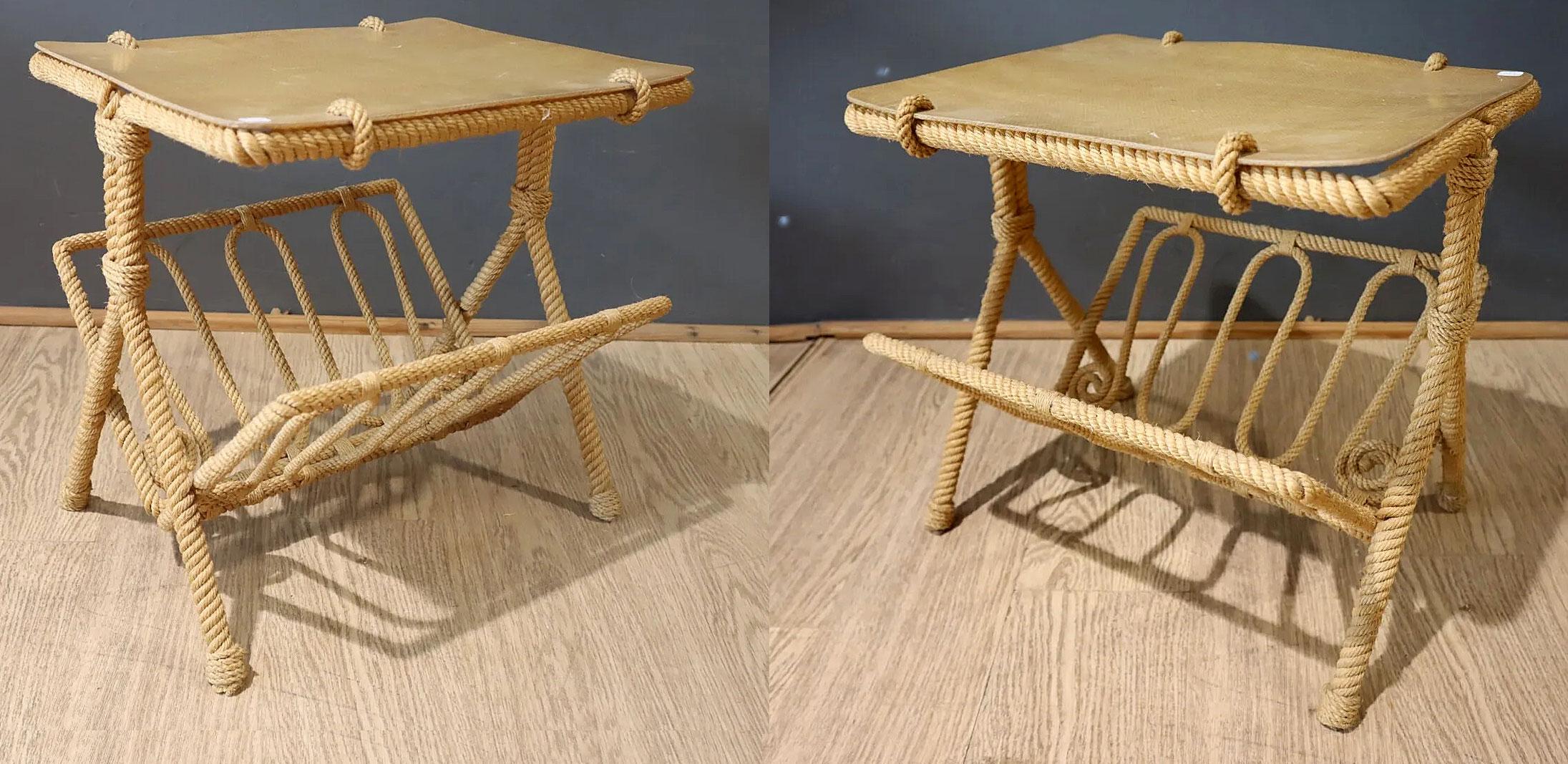 Audoux-Minet rare pair of side tables circa 1950 For Sale 2