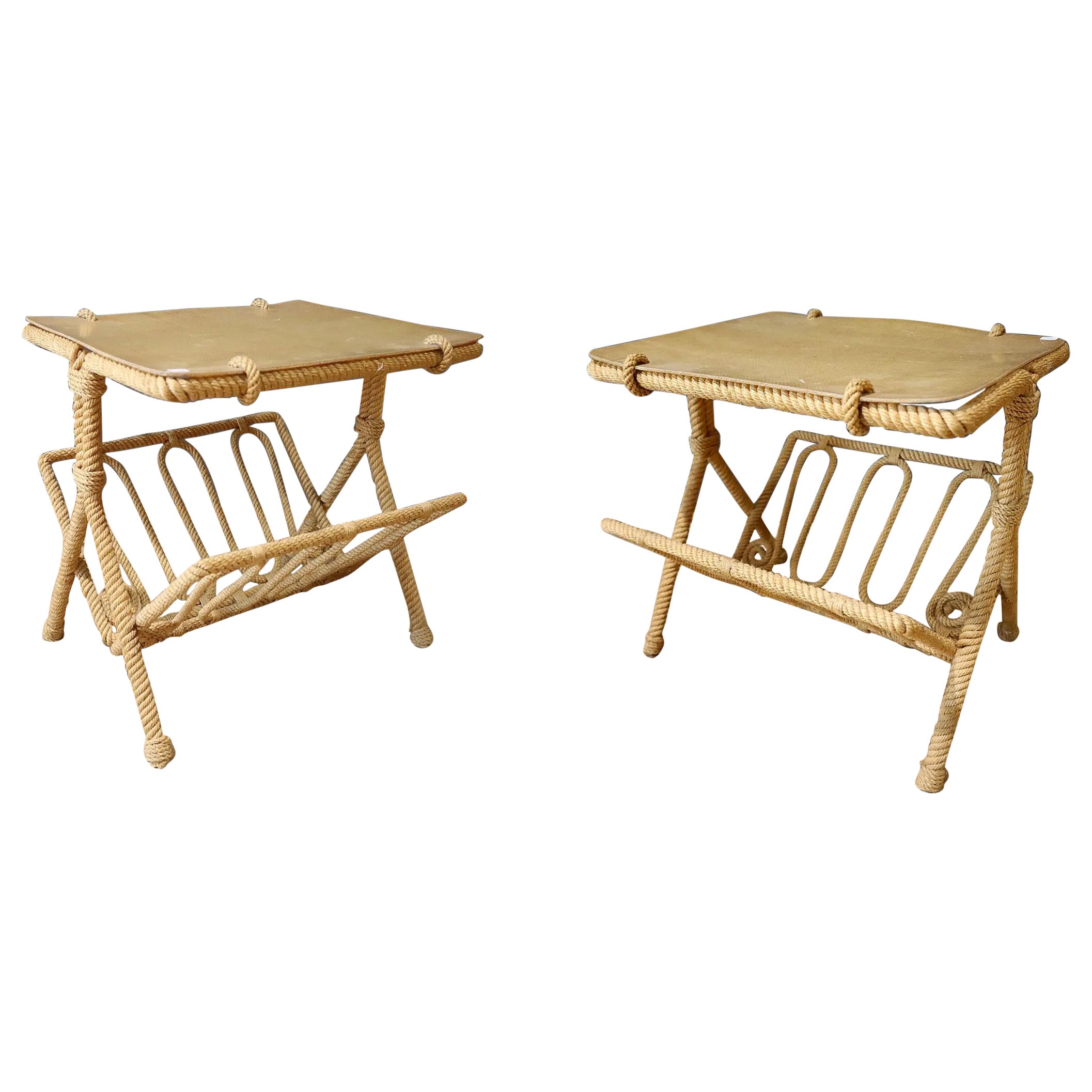 Rara coppia di tavolini Audoux-Minet del 1950 circa
