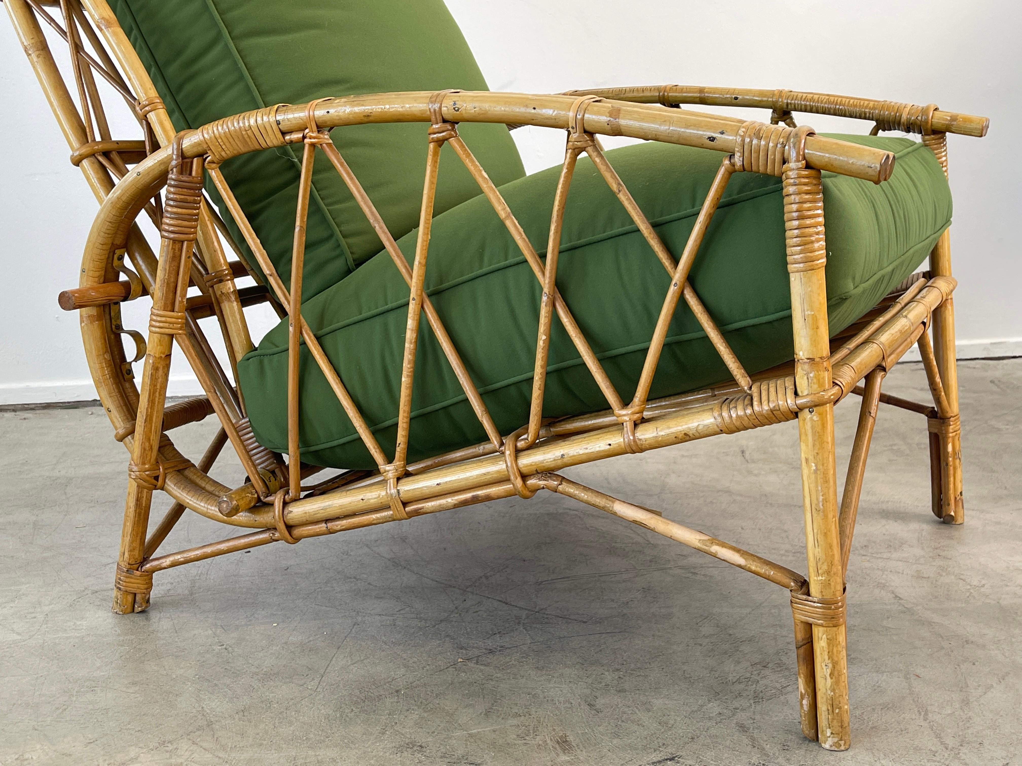 Bamboo Audoux Minet Reclining Lounge Chairs & Ottoman