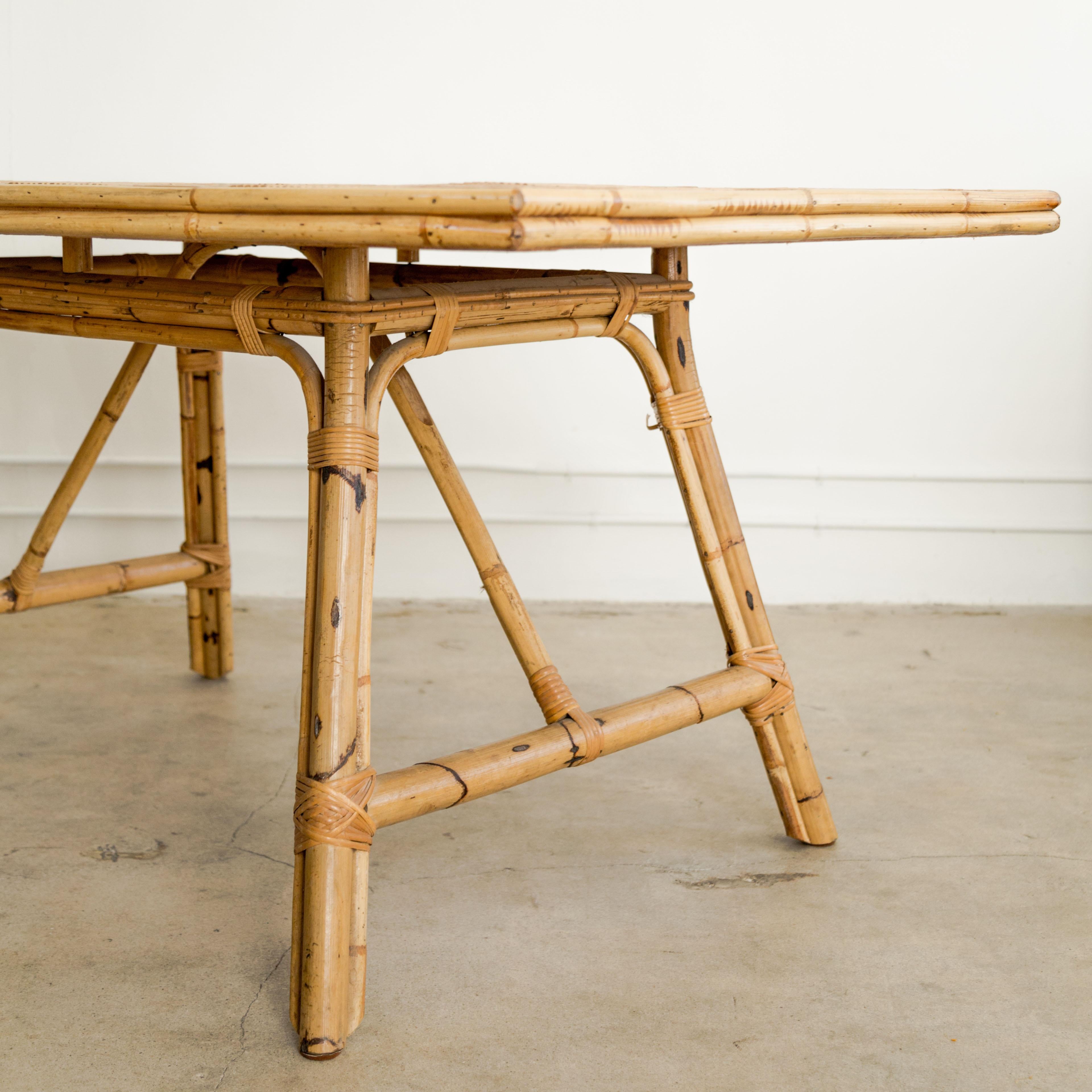 Audoux Minet + Roger Capron  Bamboo + Tile Dining Table For Sale 6