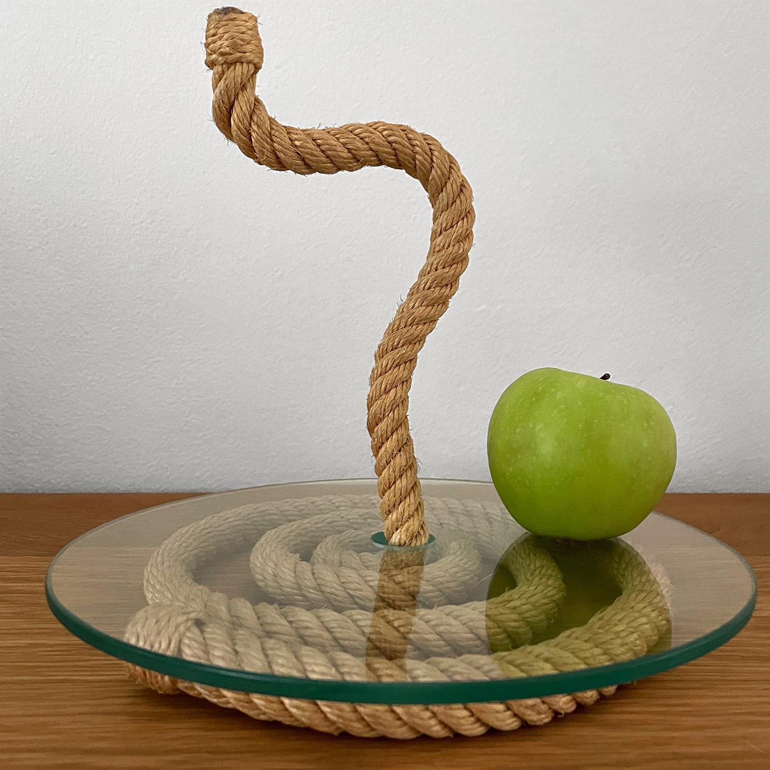 French Audoux Minet Rope and Glass Service Plate For Sale