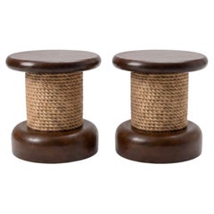 Audoux-Minet Rope and Wood Stool - France - 1950s