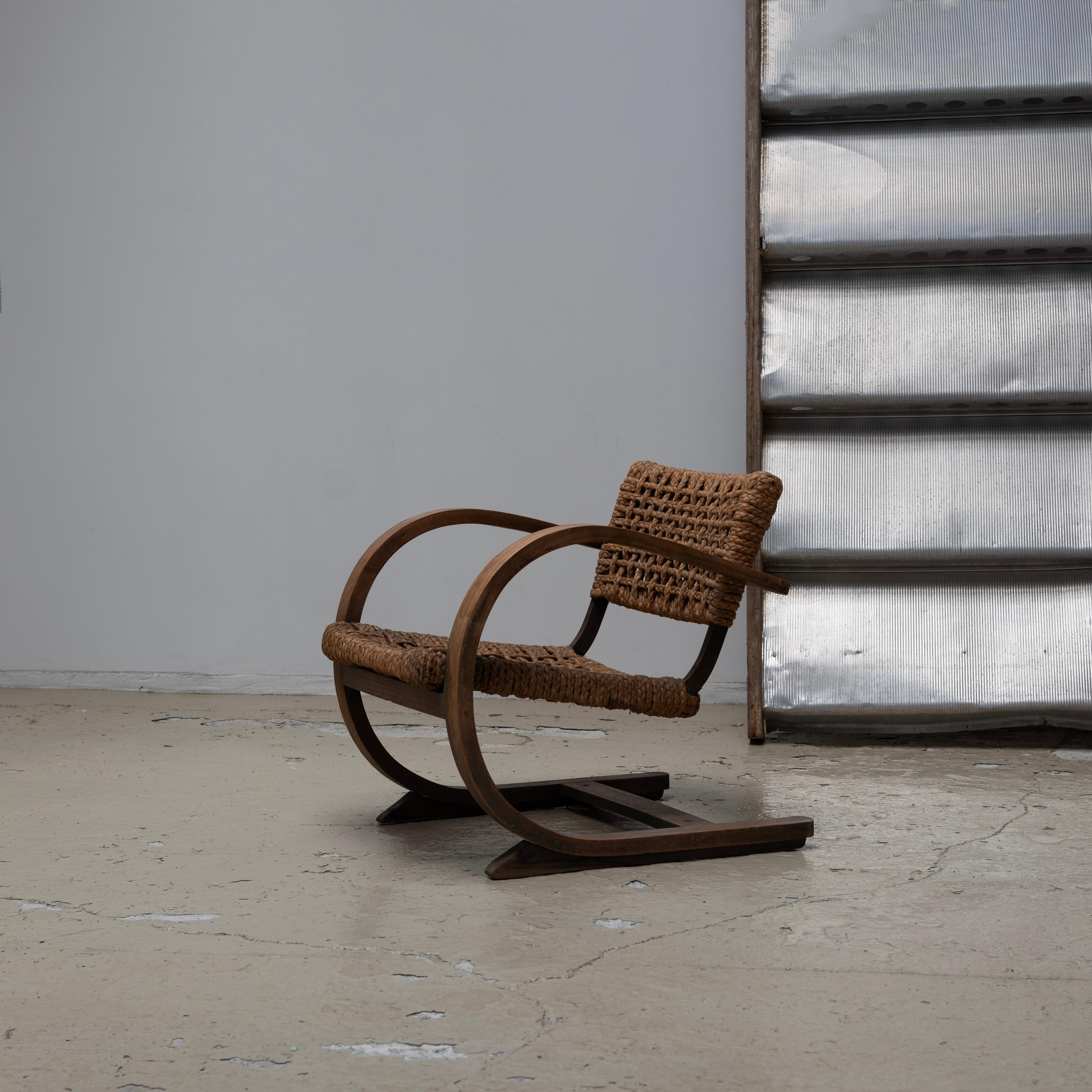 Audoux-Minet Rope Armchair for Vibo Vesoul, 1950s In Good Condition In Edogawa-ku Tokyo, JP