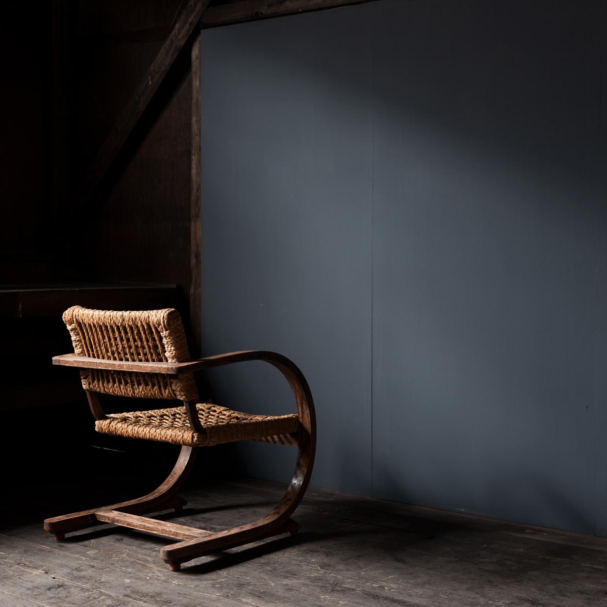 French Audoux-Minet Rope Armchair for Vibo Vesoul, 1950s