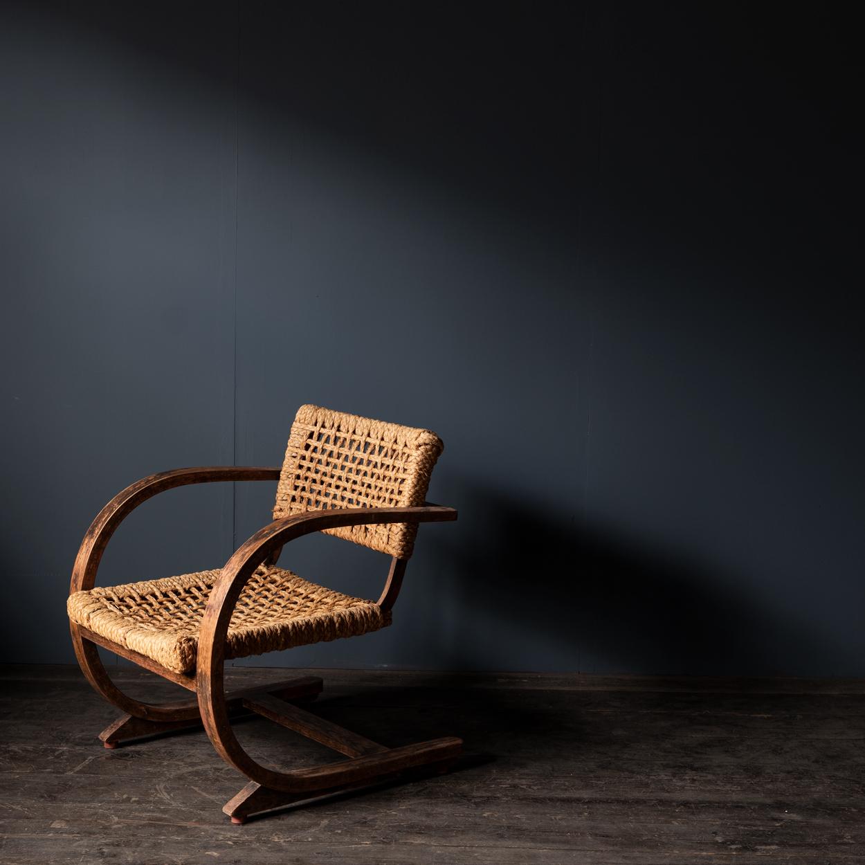 Audoux-Minet Rope Armchair for Vibo Vesoul, 1950s In Fair Condition In Tokyo, Tokyo