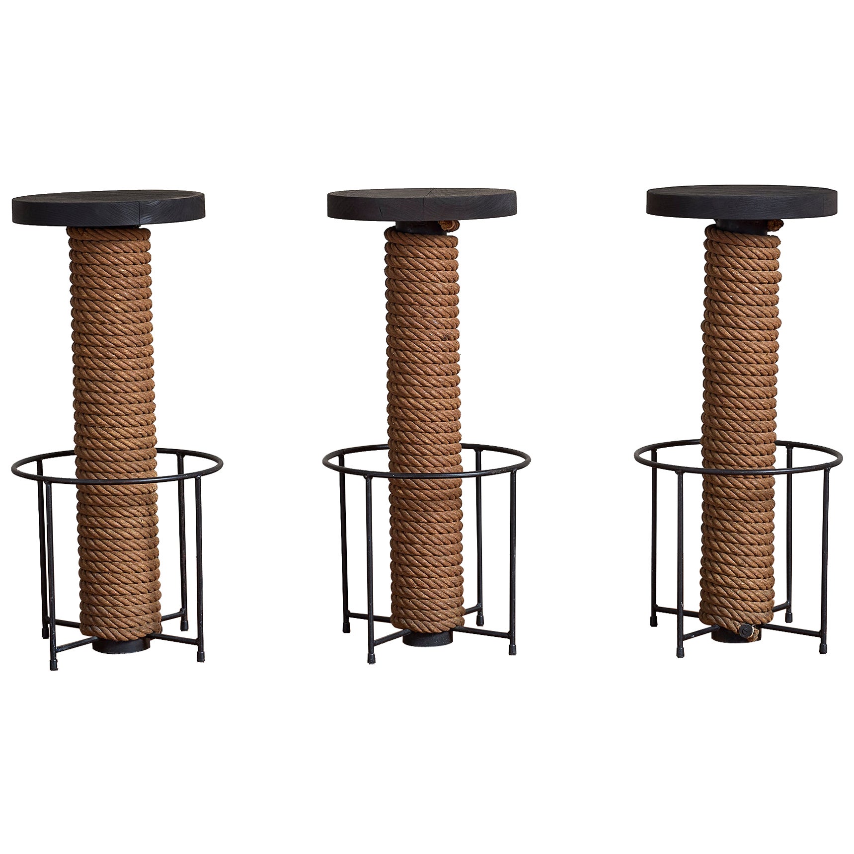 Audoux Minet Tabourets de bar en corde - Lot de 3 en vente