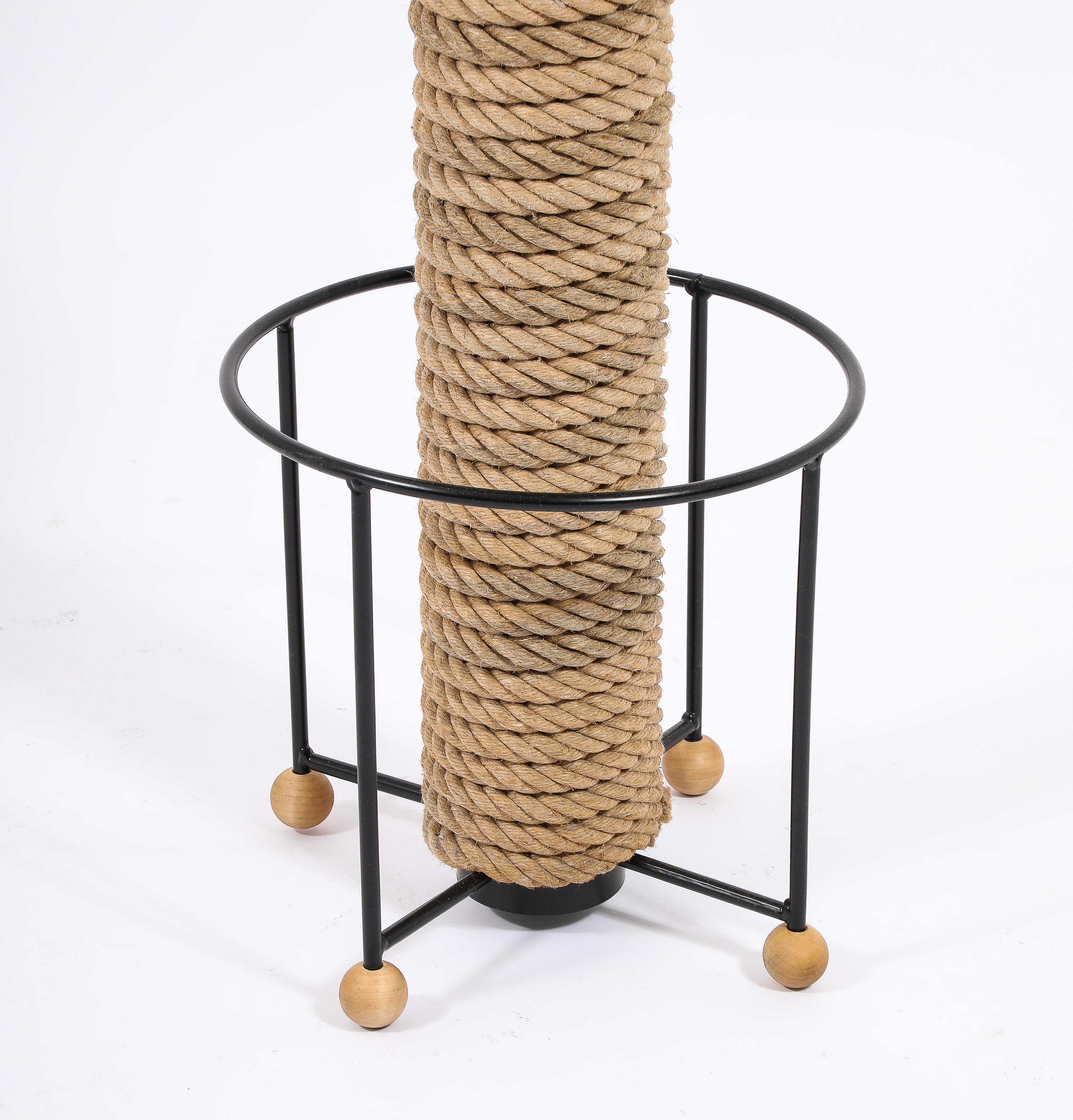 Audoux Minet Rope Barstools, France 1950's In Good Condition For Sale In New York, NY