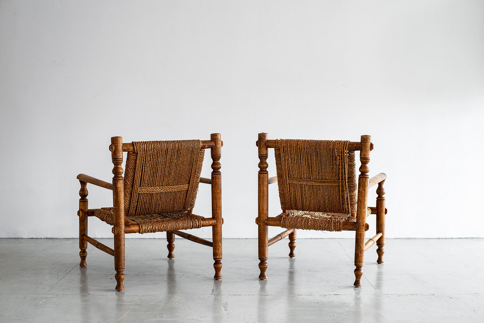 Audoux Minet Rope Chairs In Fair Condition In Beverly Hills, CA