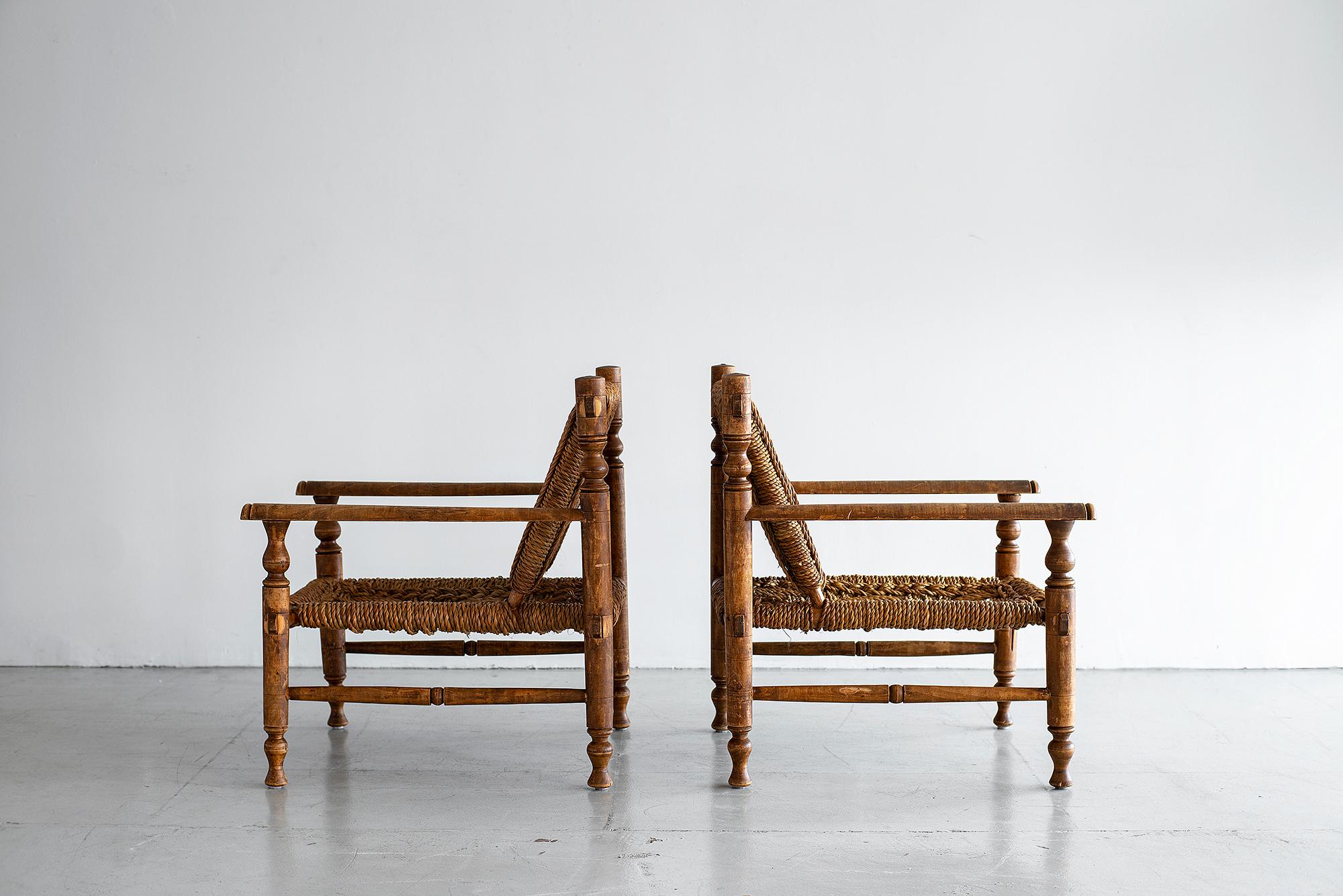 Mid-20th Century Audoux Minet Rope Chairs