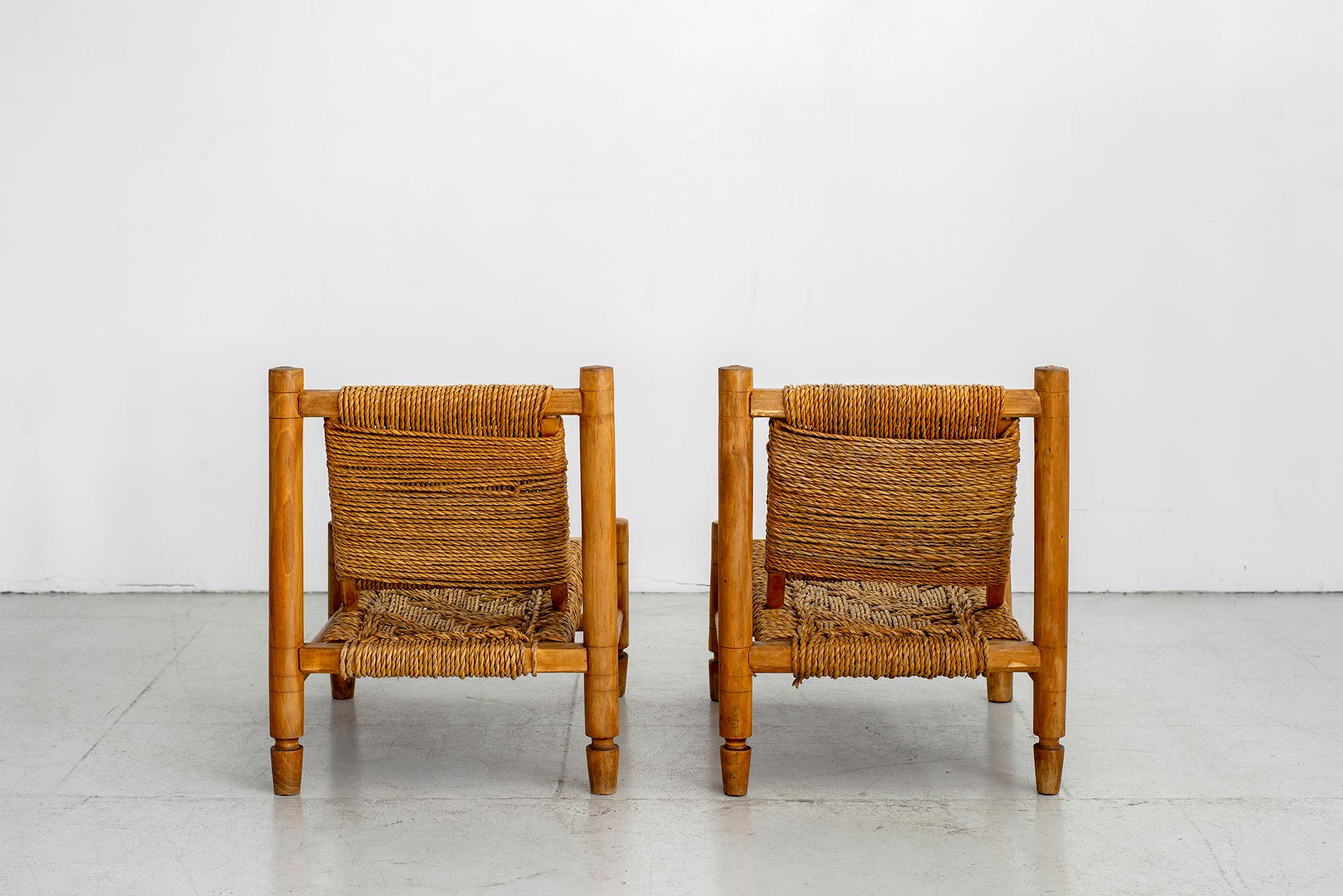 Audoux Minet Rope Chairs In Good Condition In Beverly Hills, CA