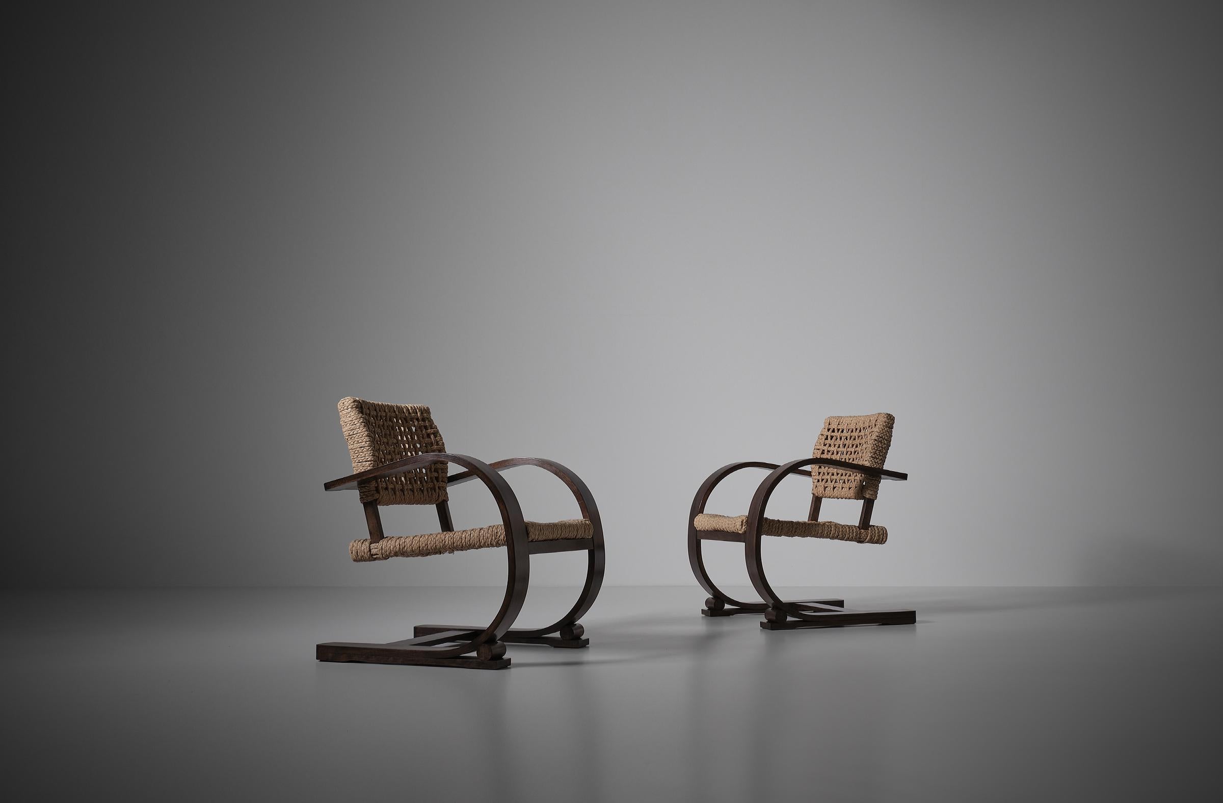 Hand-Knotted Audoux & Minet Rope Chairs for Vibo Vesoul, France