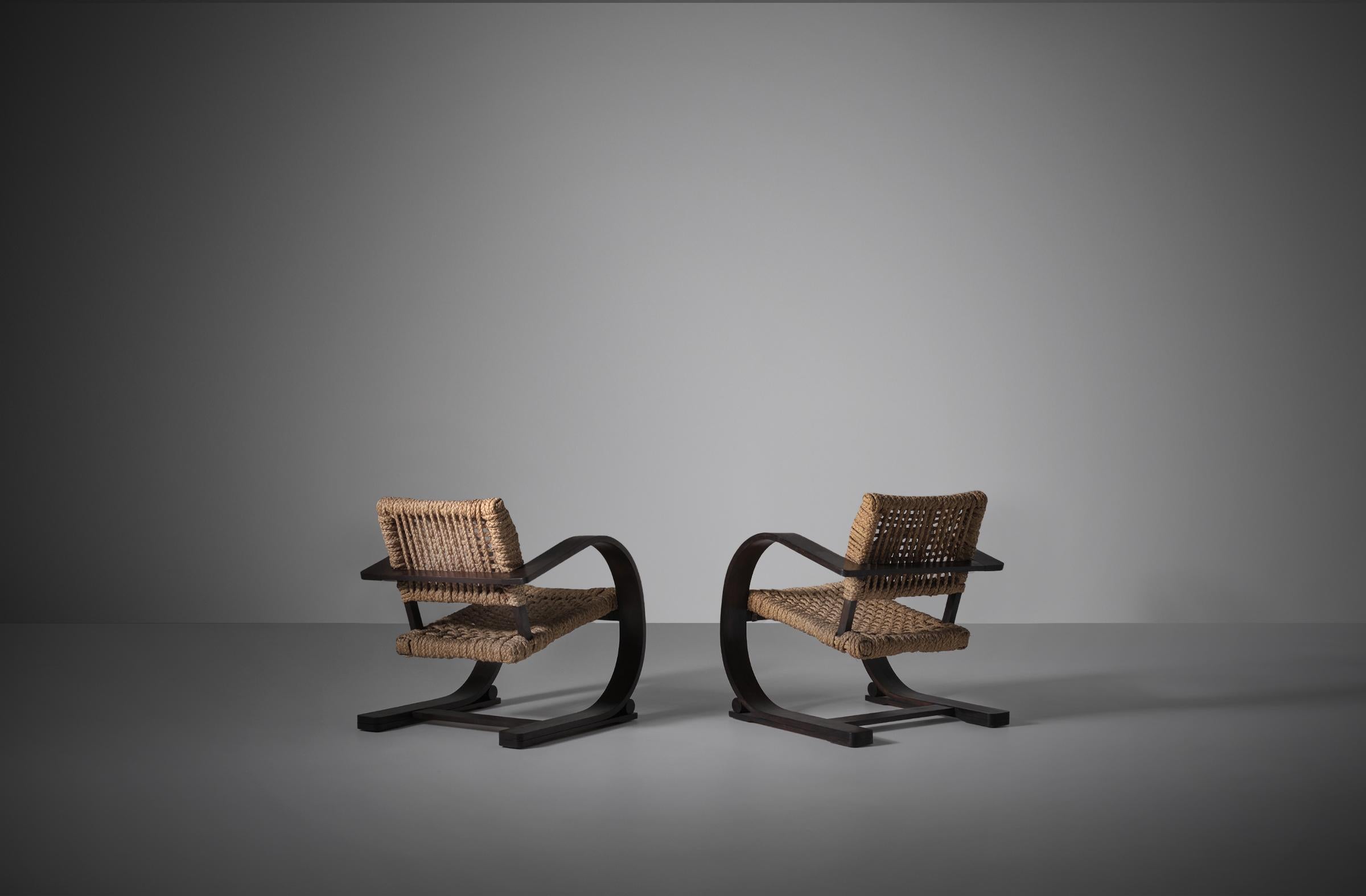 Mid-20th Century Audoux & Minet Rope Chairs for Vibo Vesoul, France