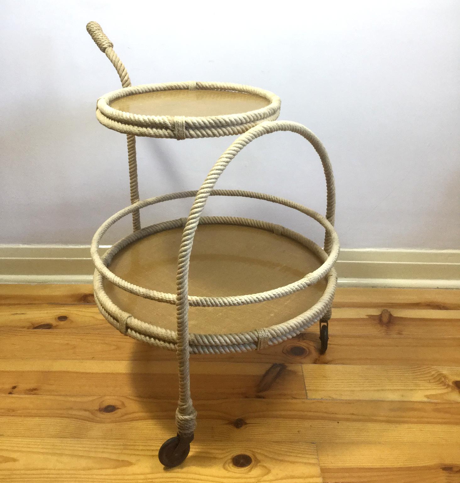 Audoux Minet Rope Drinks Trolley, 1960s In Good Condition In London, GB