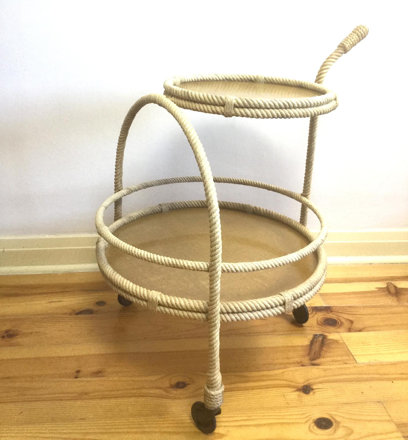 Mid-20th Century Audoux Minet Rope Drinks Trolley, 1960s