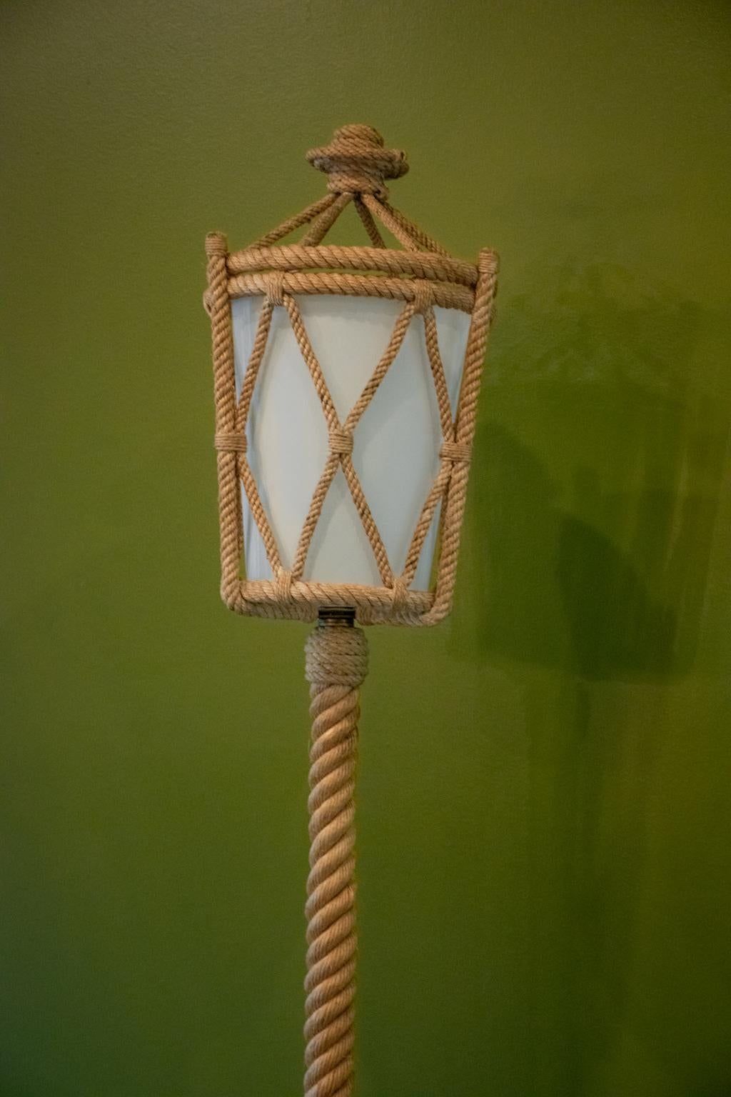 20th Century Audoux Minet Rope Lantern Floor Lamp, France, 1960s
