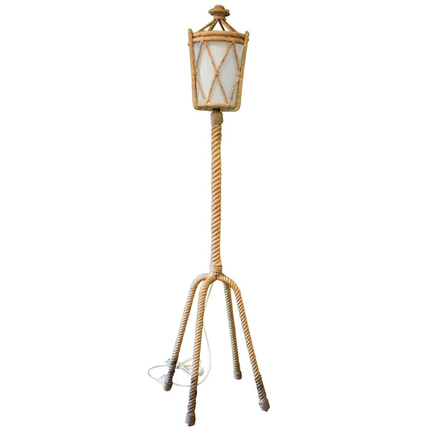 Audoux Minet Rope Lantern Floor Lamp, France, 1960s