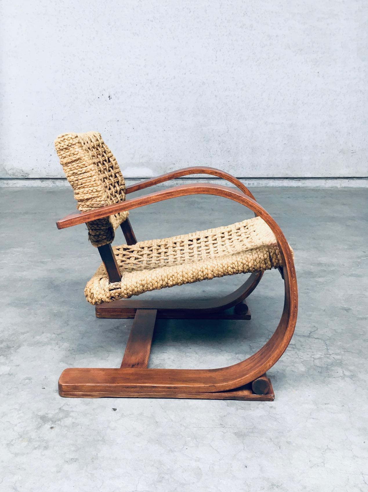Audoux Minet Rope lounge Chair for Vibo Vesoul, France 1930's For Sale 4