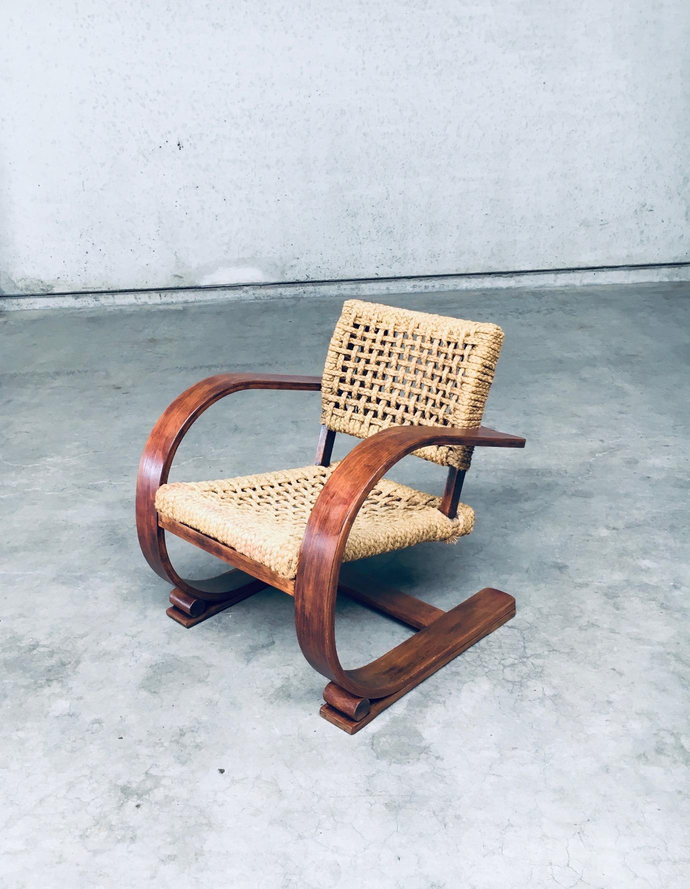Bauhaus Audoux Minet Rope lounge Chair for Vibo Vesoul, France 1930's For Sale