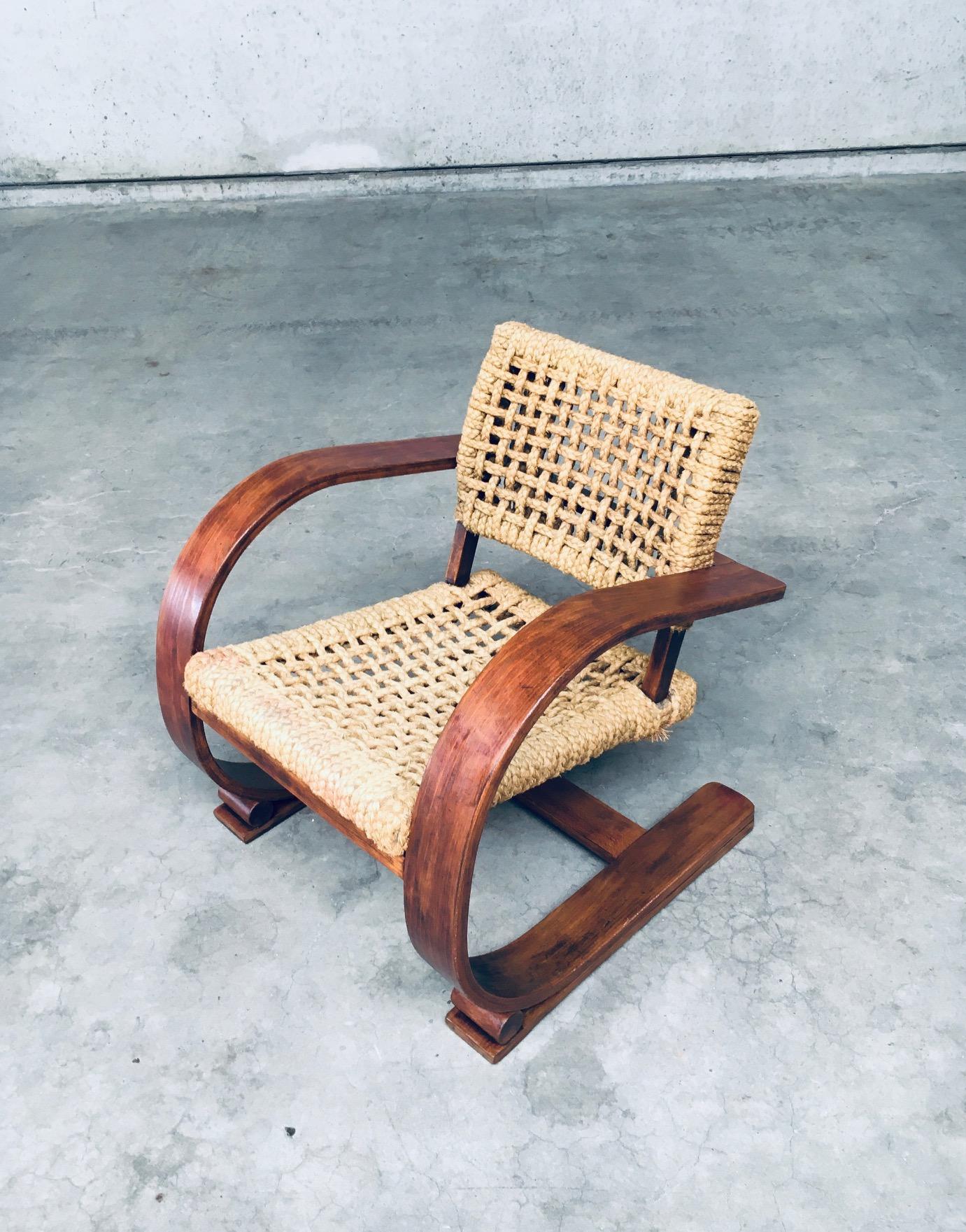 French Audoux Minet Rope lounge Chair for Vibo Vesoul, France 1930's For Sale
