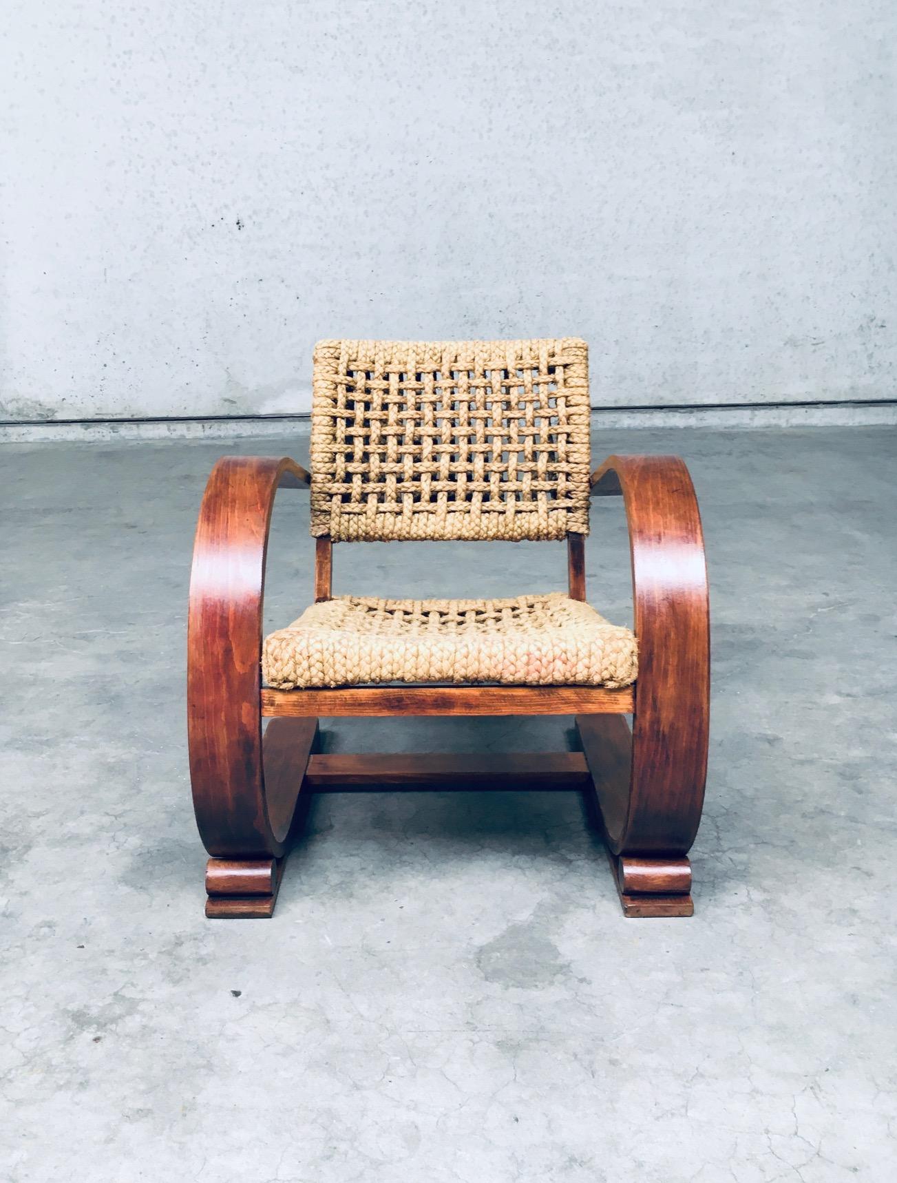 Woven Audoux Minet Rope lounge Chair for Vibo Vesoul, France 1930's For Sale