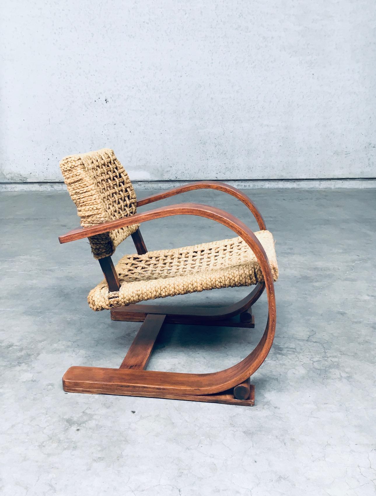 Audoux Minet Rope lounge Chair for Vibo Vesoul, France 1930's In Good Condition For Sale In Oud-Turnhout, VAN