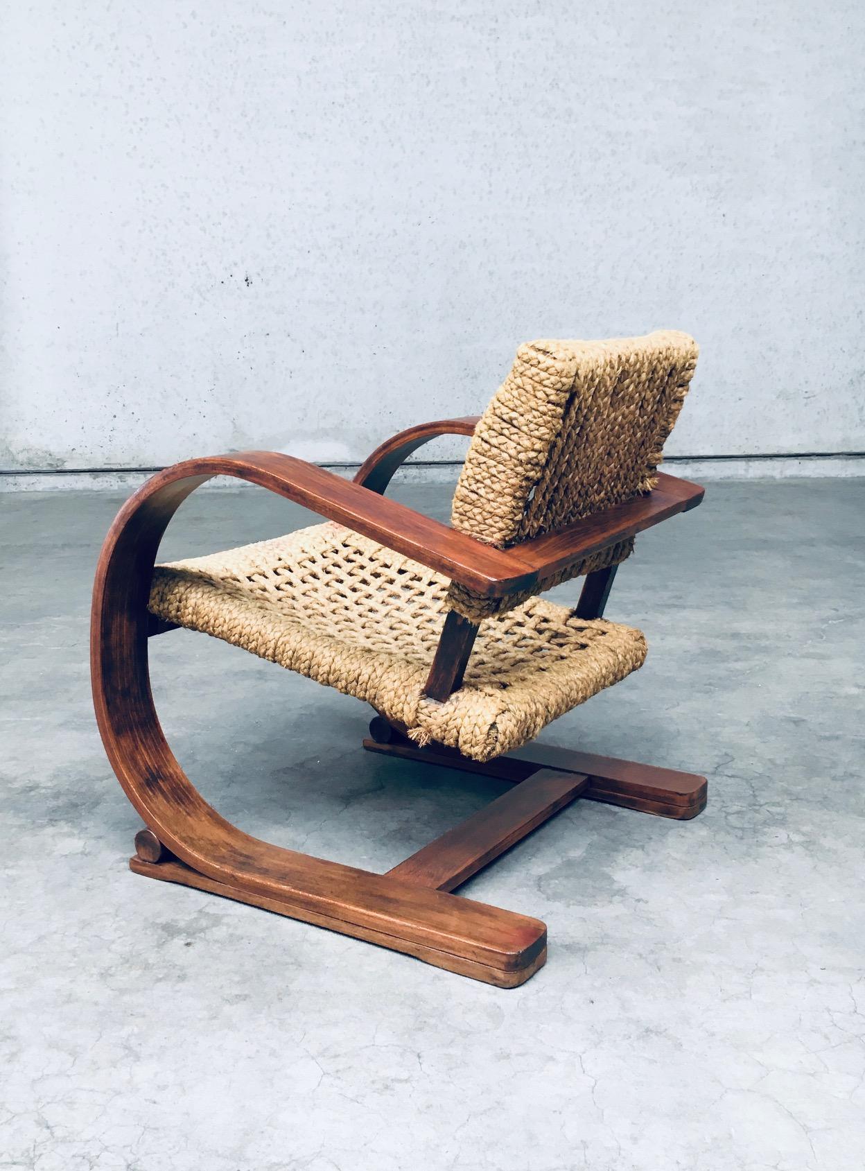 Audoux Minet Rope lounge Chair for Vibo Vesoul, France 1930's For Sale 1
