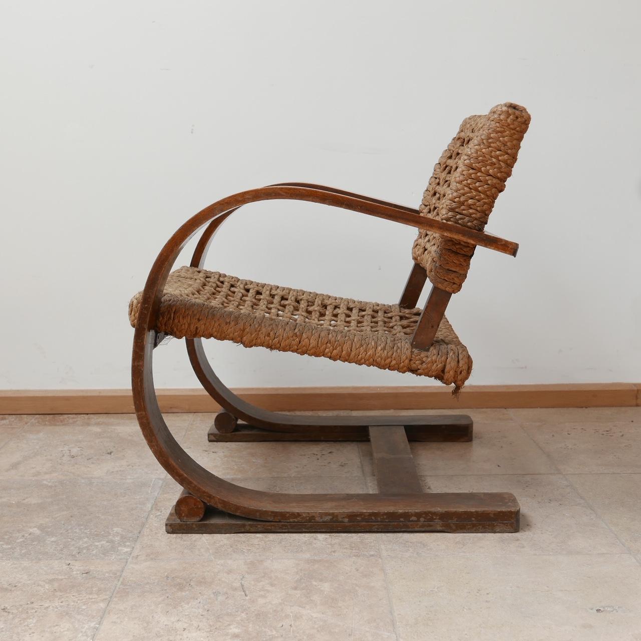 Audoux-Minet Rope Mid-Century French Bentwood Armchair 7