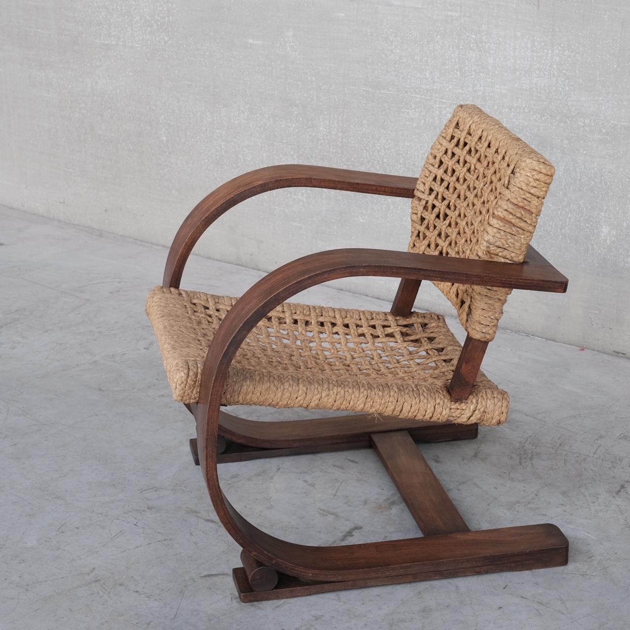 Audoux-Minet Rope Mid-Century French Bentwood Armchair 1