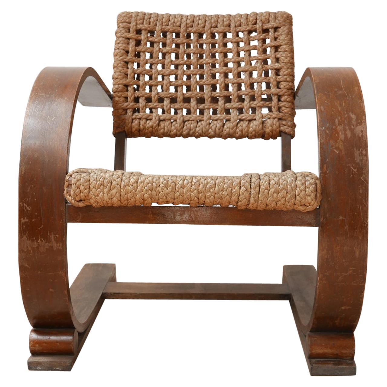 Audoux-Minet Rope Mid-Century French Bentwood Armchair