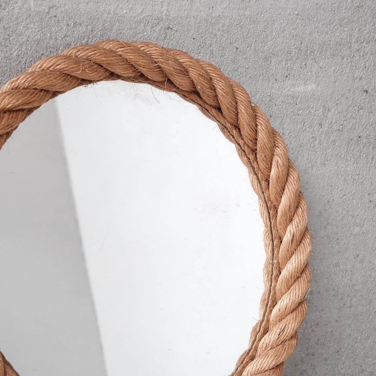 20th Century Audoux-Minet Rope Mid-Century French Circular Mirror