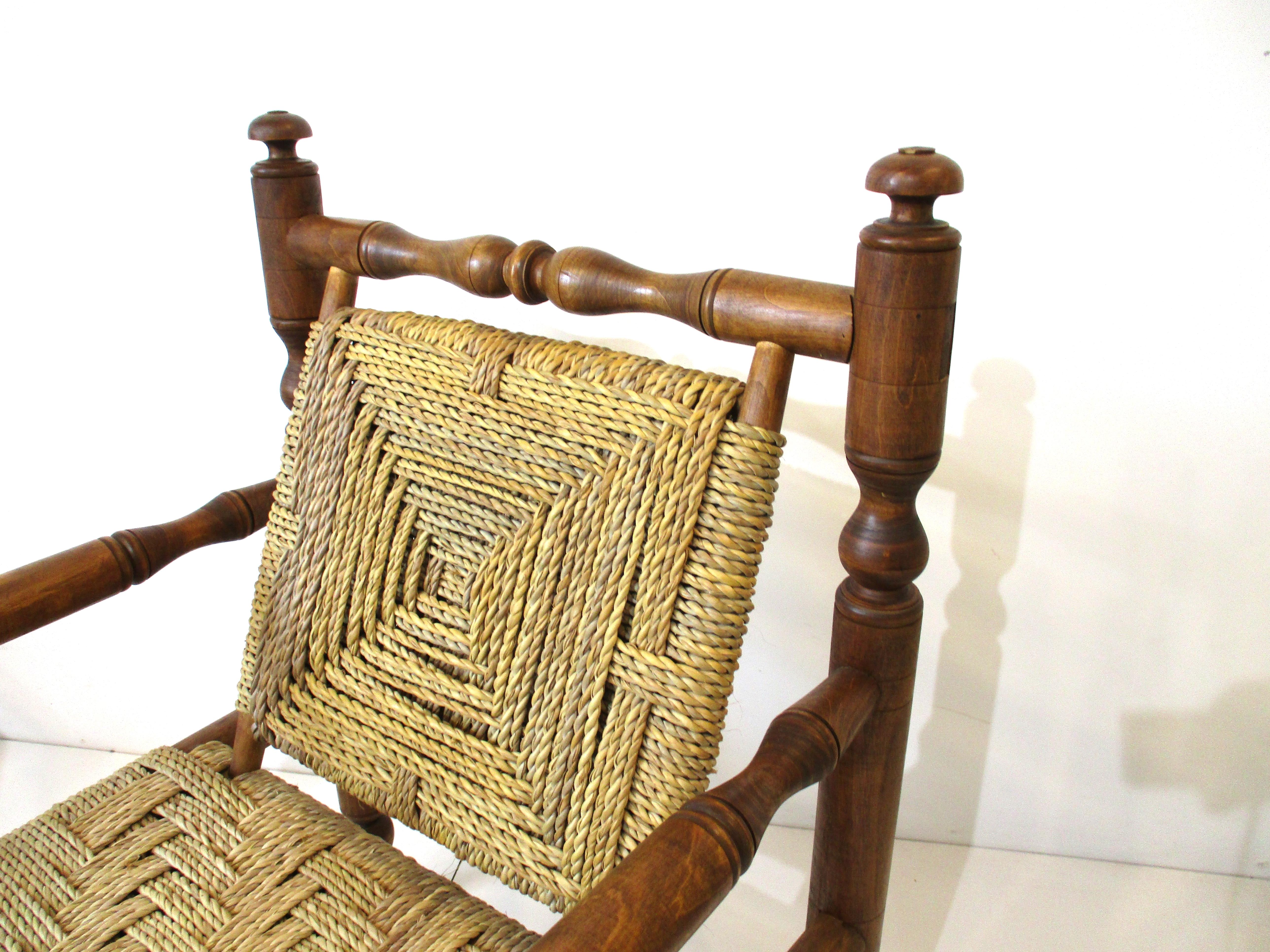 Audoux Minet Rope Mid Century French Lounge Chairs 3