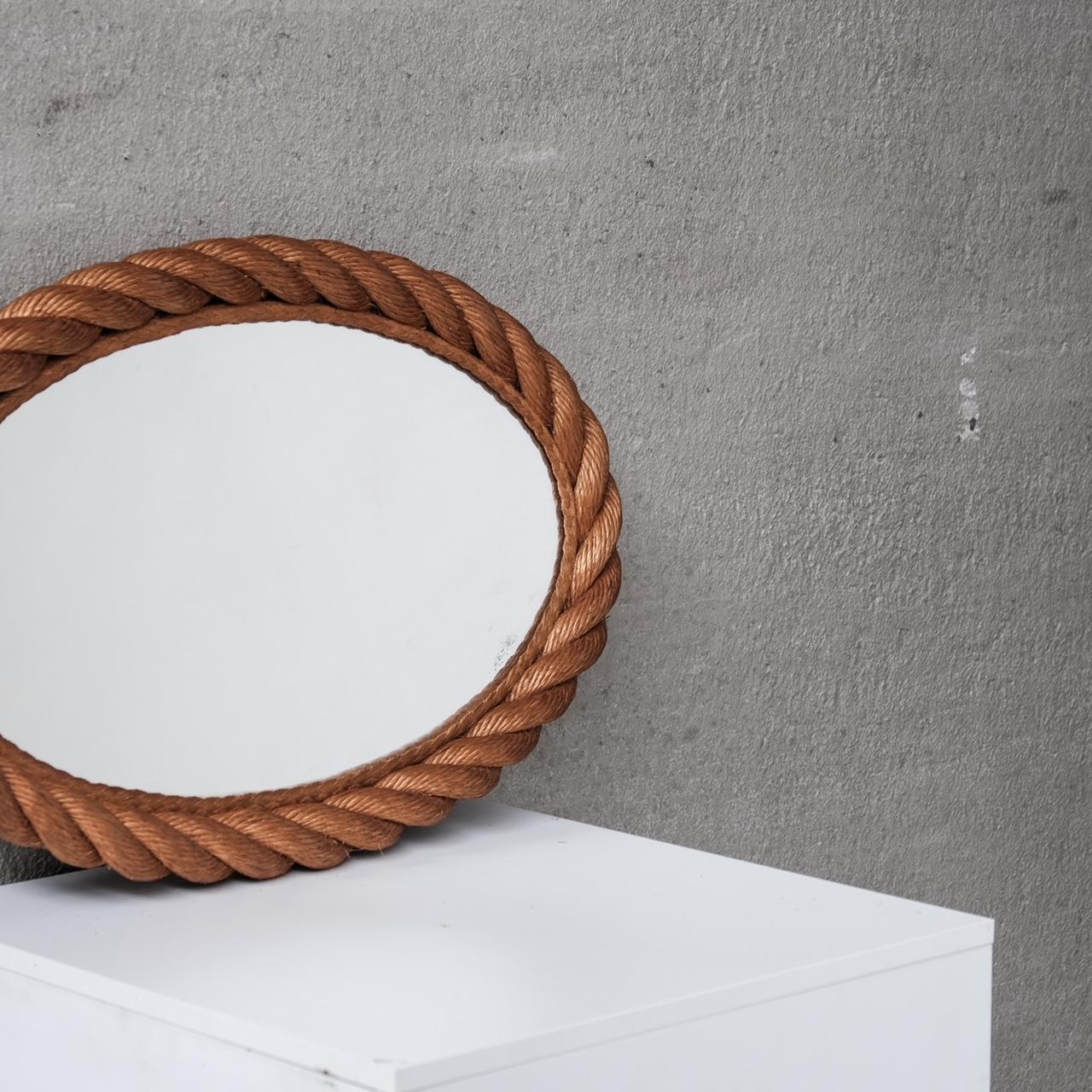 Audoux-Minet Rope Mid-Century French Oval Mirror In Good Condition In London, GB