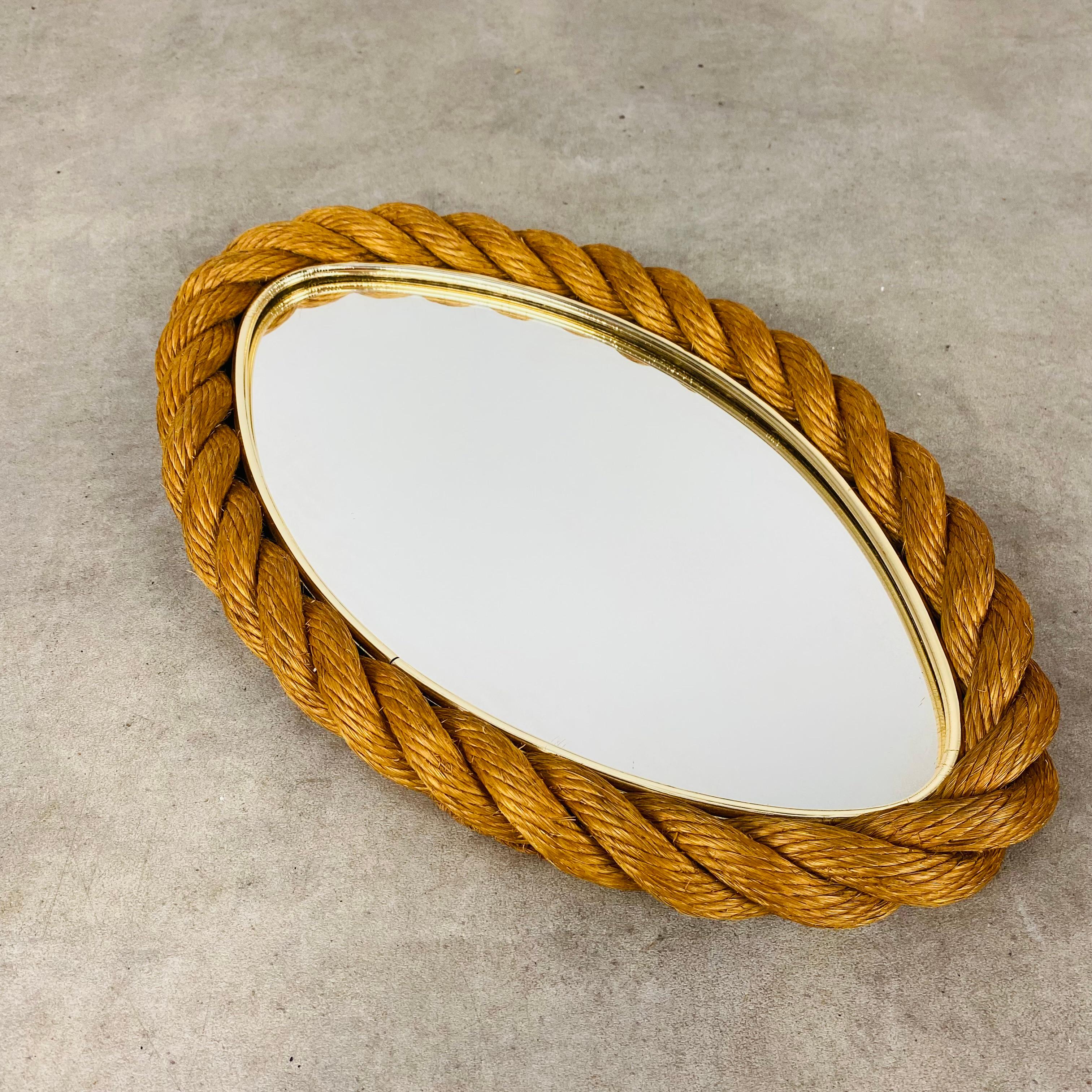 Mid-Century Modern Audoux Minet rope mirror 