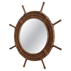 **Audoux-Minet Rope Mirror in the Shape of a Ship’s Wheel, 20th Century