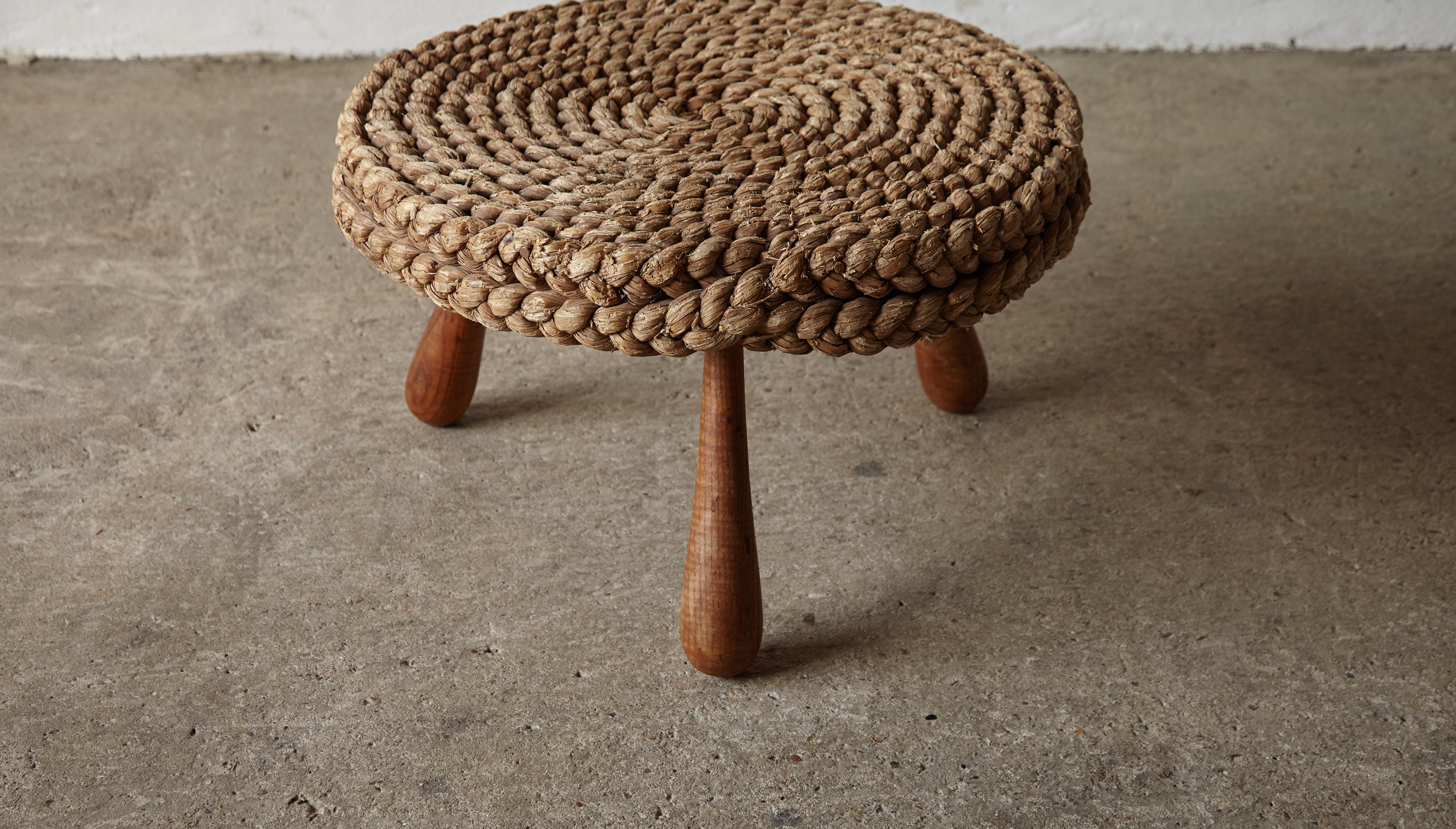 French Audoux & Minet Rope Side / Coffee Table, France, 1940s/50s
