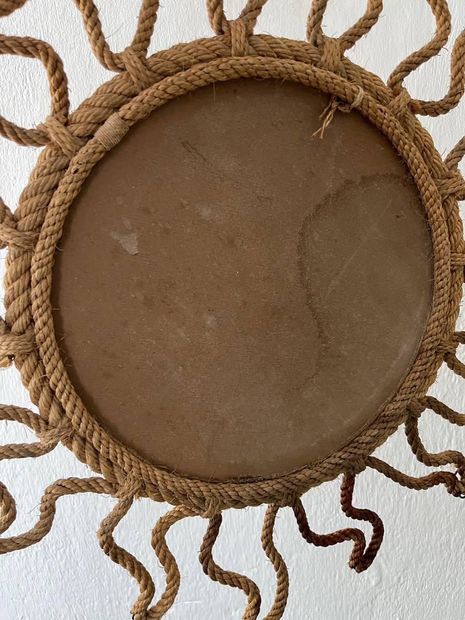 French Audoux Minet Rope Starburst Sunburst Convex Mirror Rare