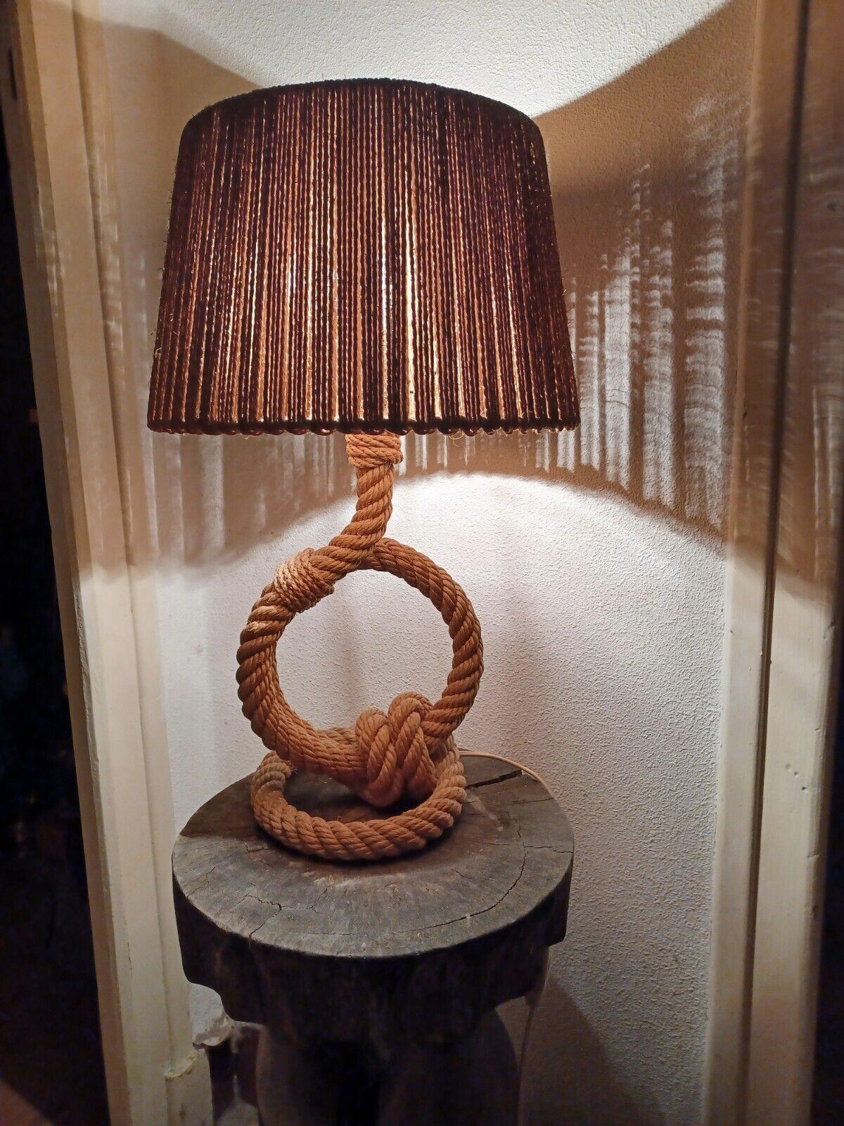 Audoux Minet rope table lamp, 1950 by Adrien Audoux and Frida Minet.
original lampshade
height of foot only 29 cm