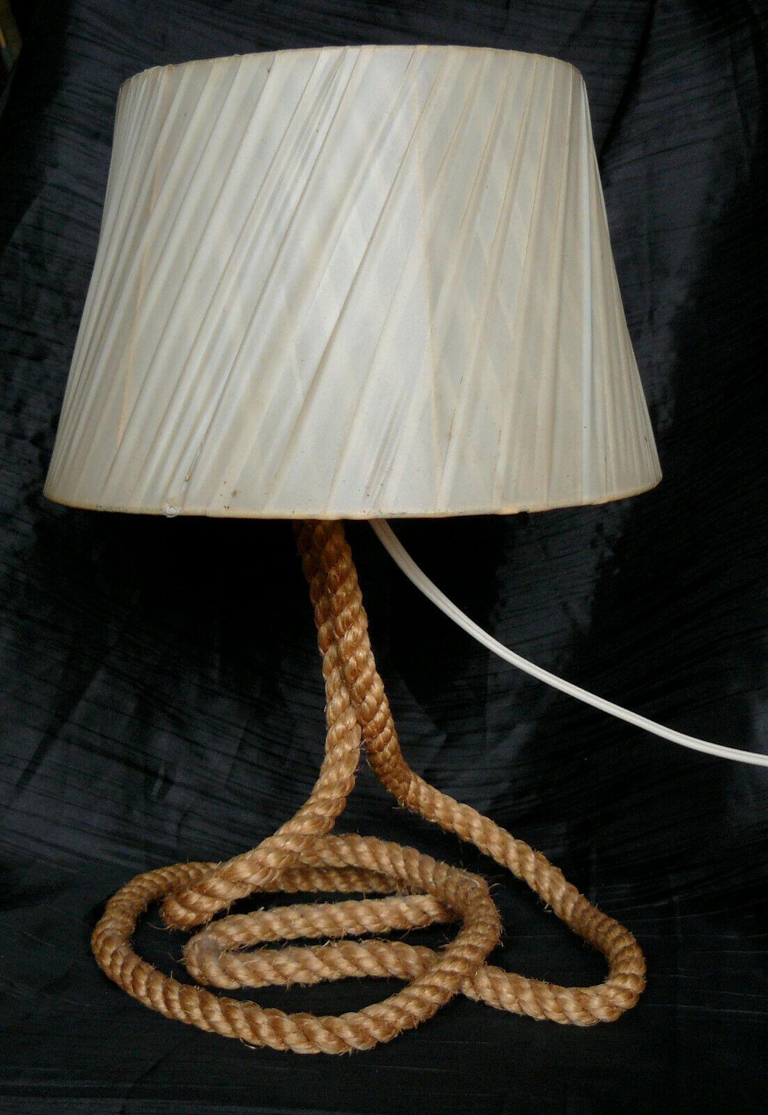 Mid-Century Modern Audoux Minet Rope Table Lamp, 1950 by Adrien Audoux and Frida Minet