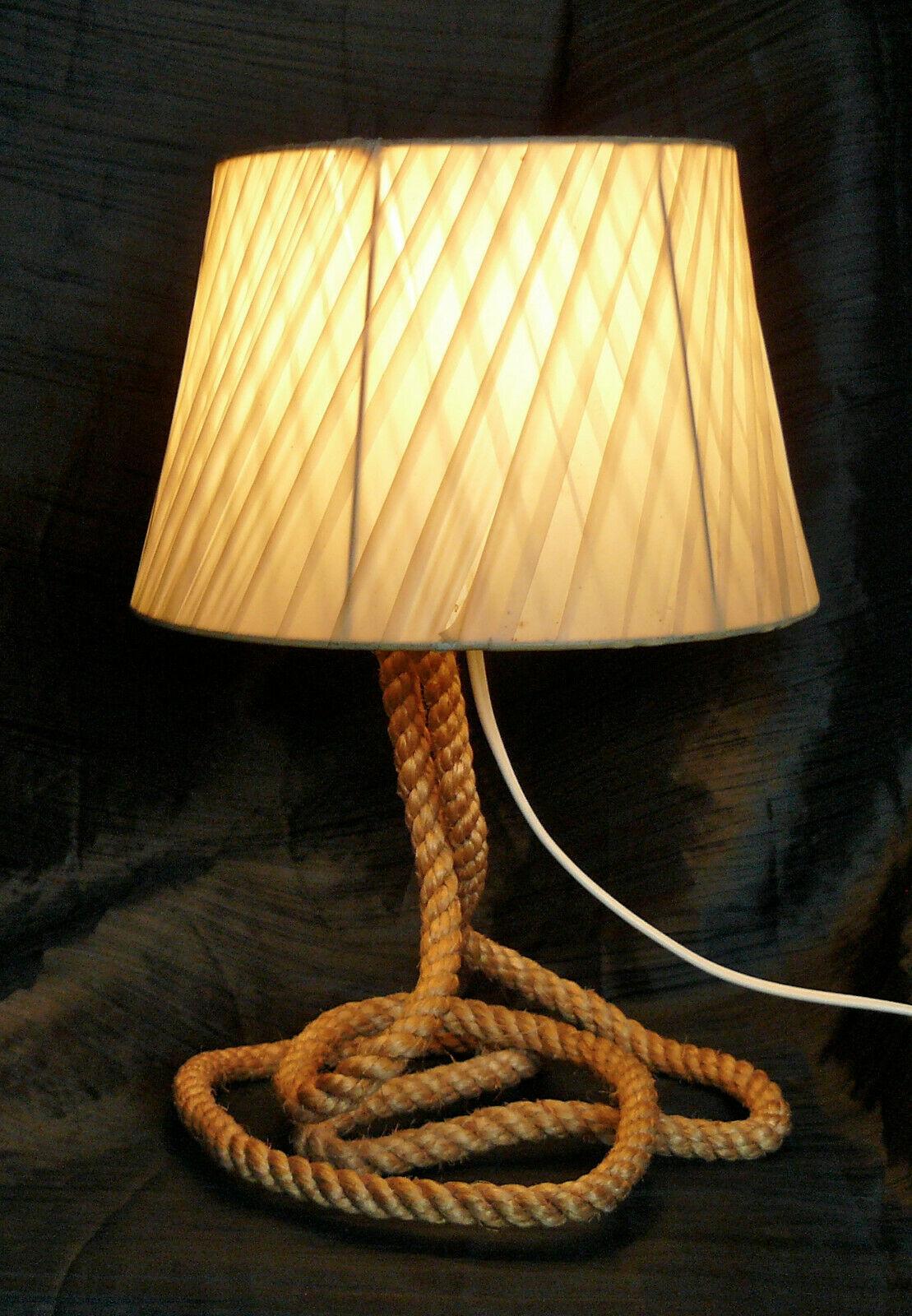 Audoux Minet Rope Table Lamp, 1950 by Adrien Audoux and Frida Minet In Good Condition In Saint-Ouen, FR