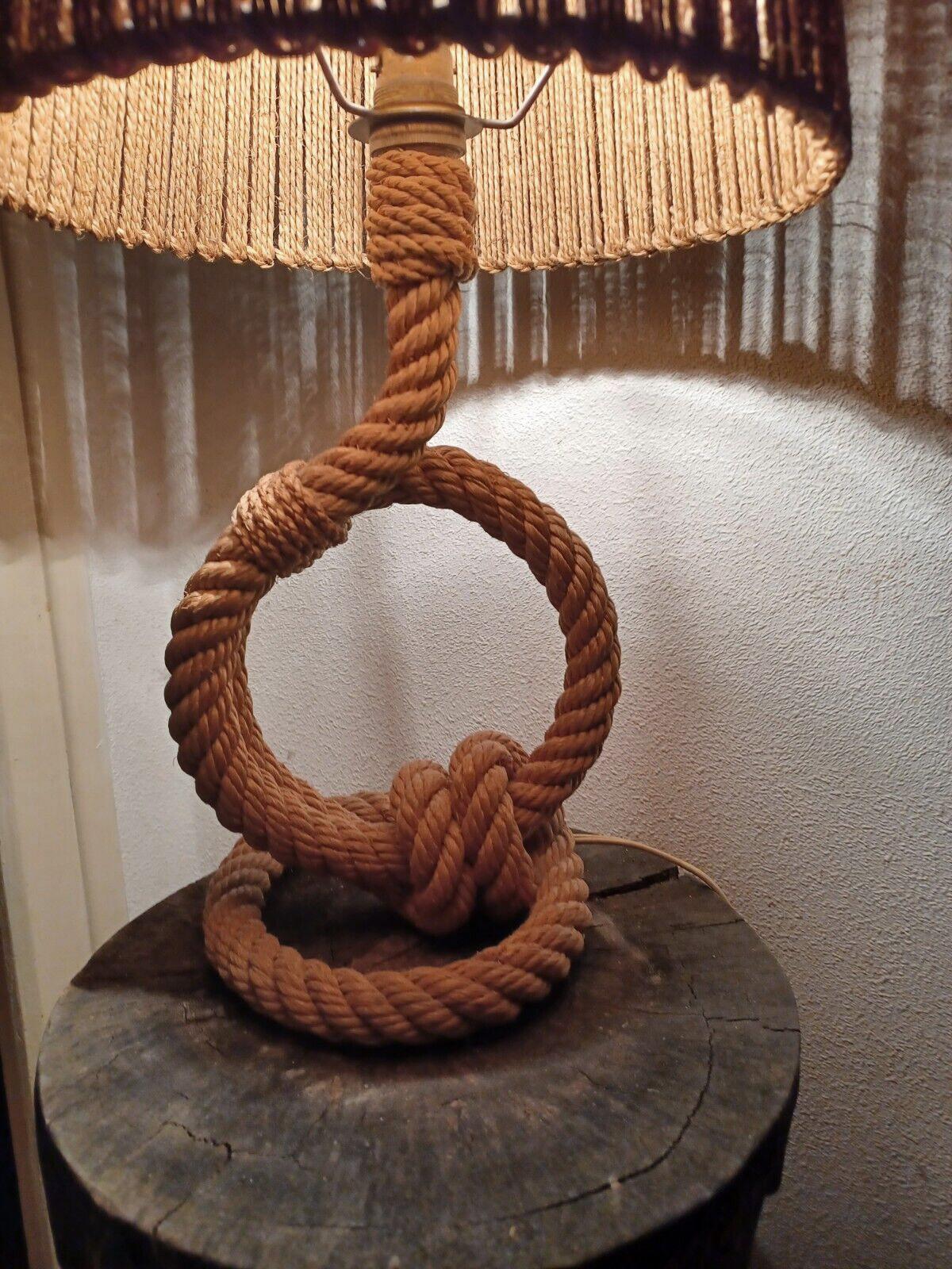 Mid-20th Century Audoux Minet Rope Table Lamp, 1950 by Adrien Audoux and Frida Minet For Sale