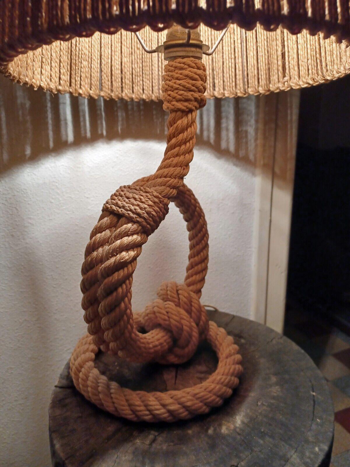 Audoux Minet Rope Table Lamp, 1950 by Adrien Audoux and Frida Minet For Sale 1