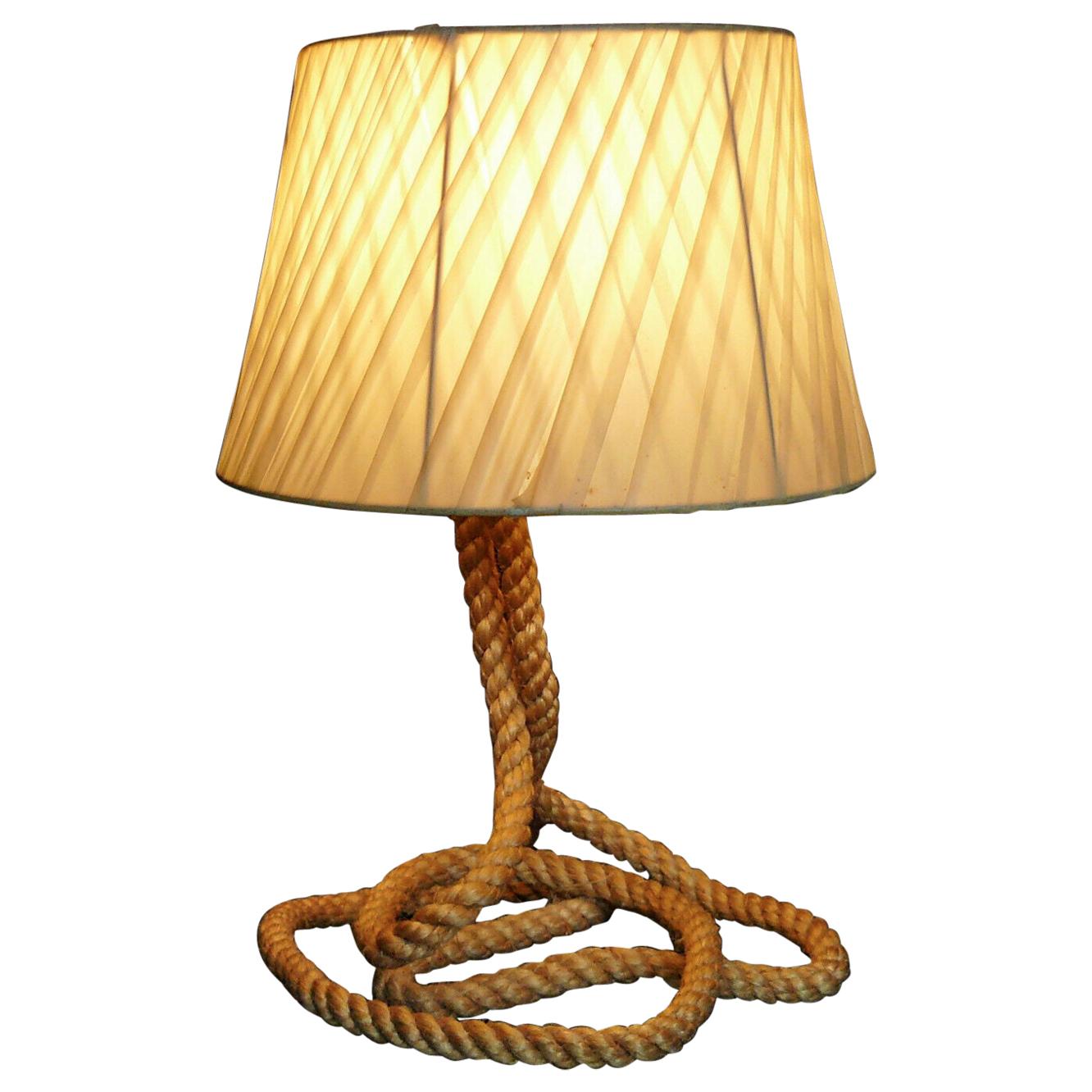 Audoux Minet Rope Table Lamp, 1950 by Adrien Audoux and Frida Minet