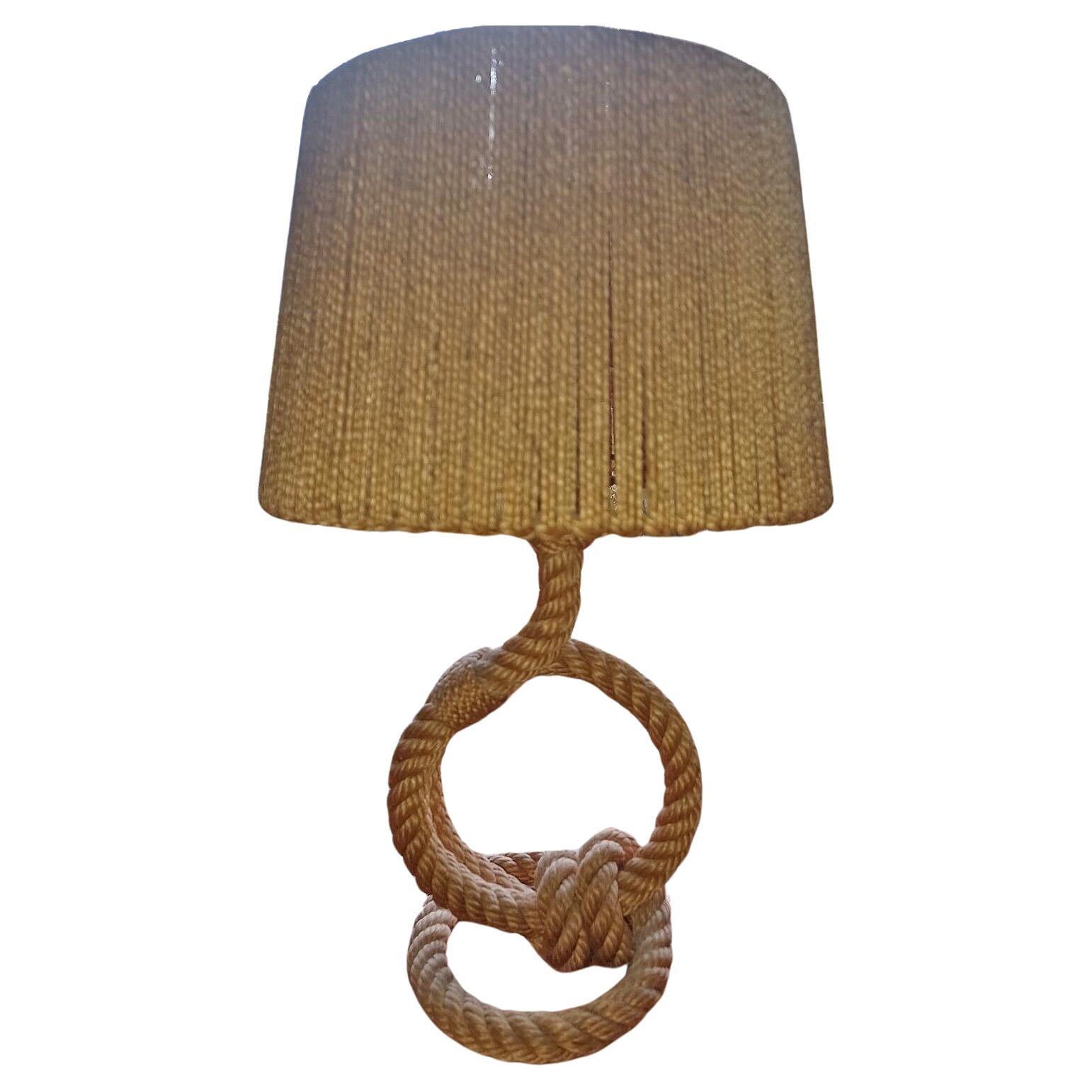 Audoux Minet Rope Table Lamp, 1950 by Adrien Audoux and Frida Minet For Sale