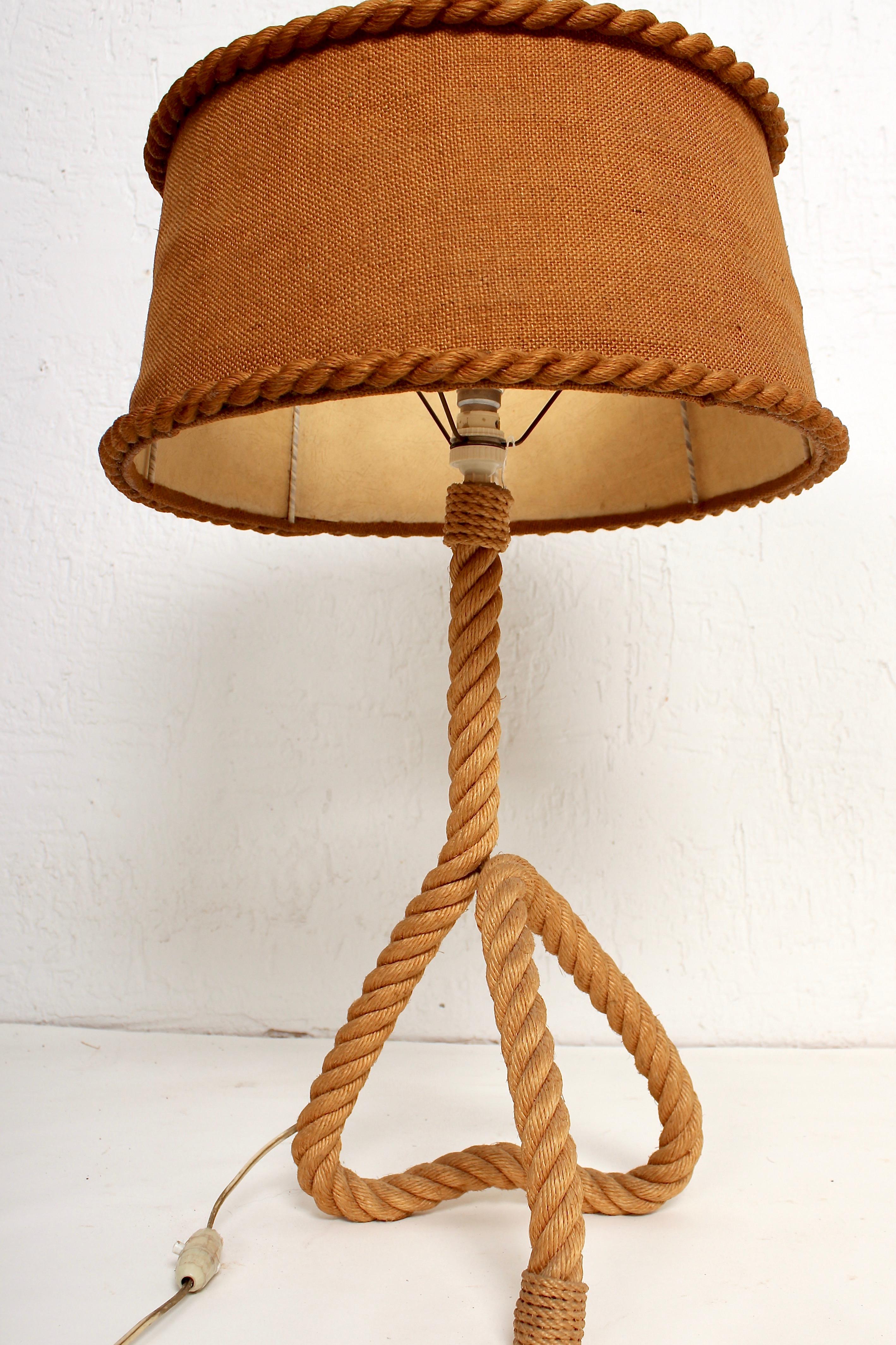 Audoux Minet Rope Table Lamp, 1950 In Good Condition In Santa Gertrudis, Baleares