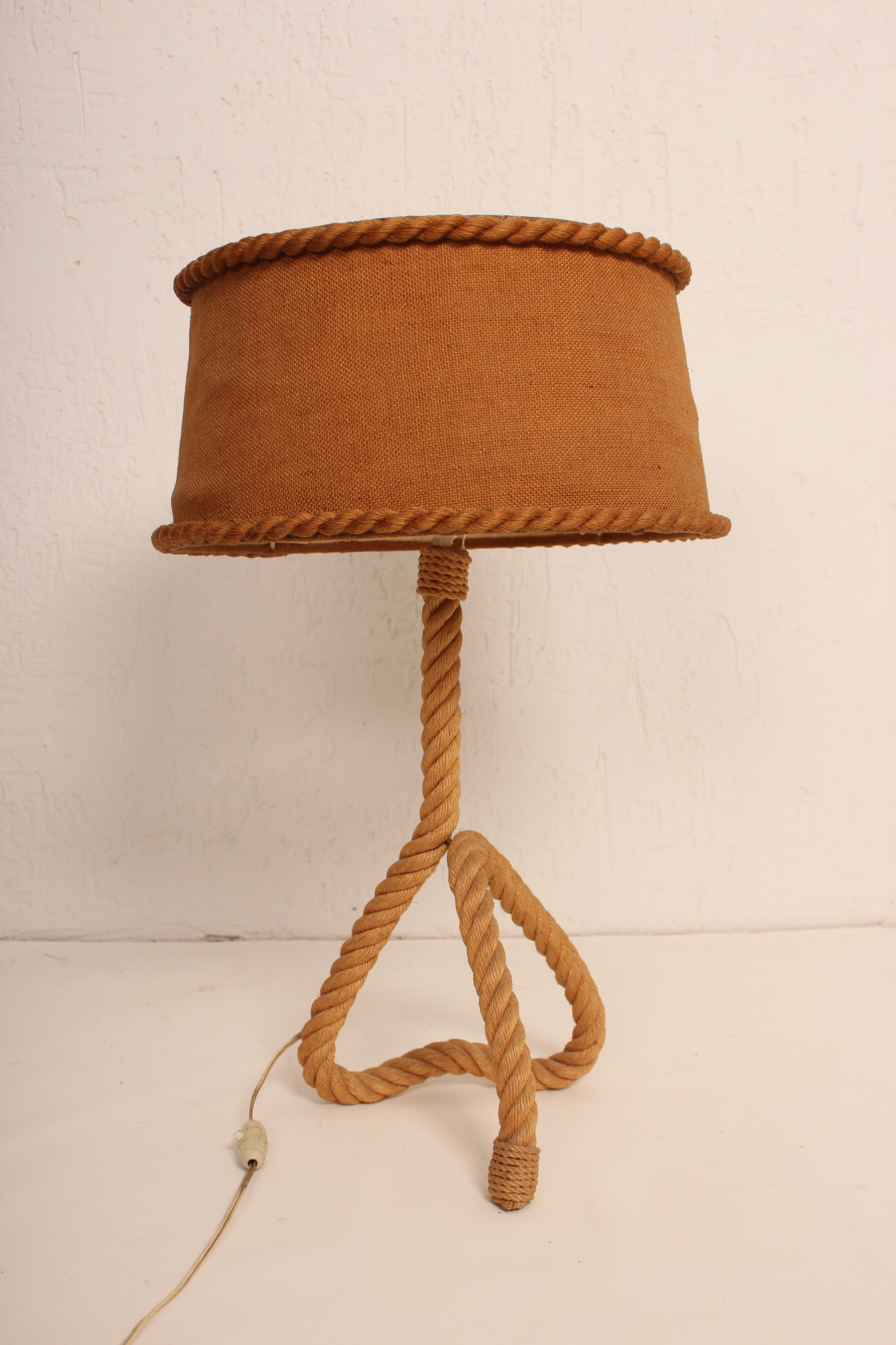 Mid-20th Century Audoux Minet Rope Table Lamp, 1950