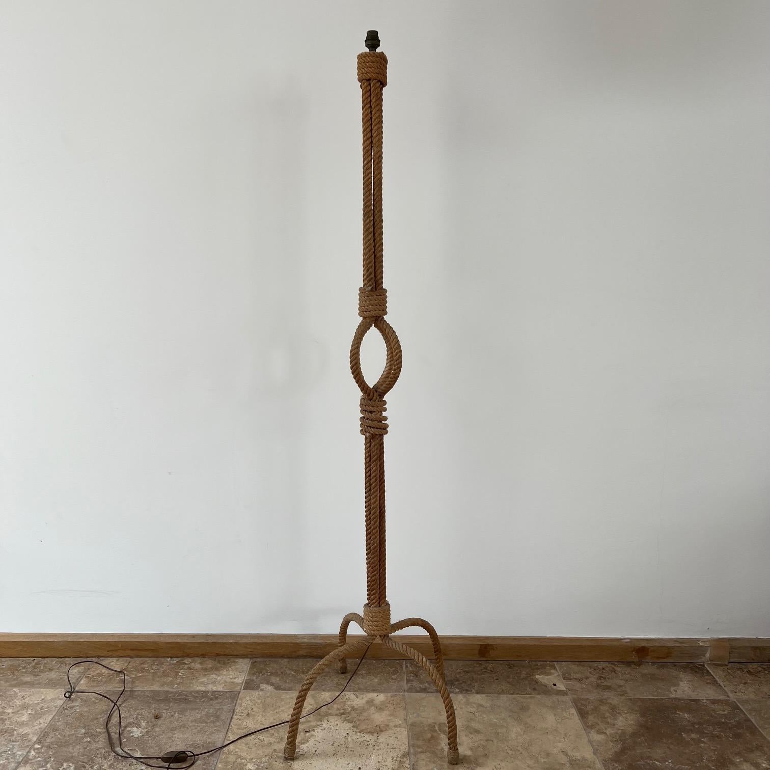 Audoux-Minet Rope Work Mid-Century French Floor Lamp For Sale 6