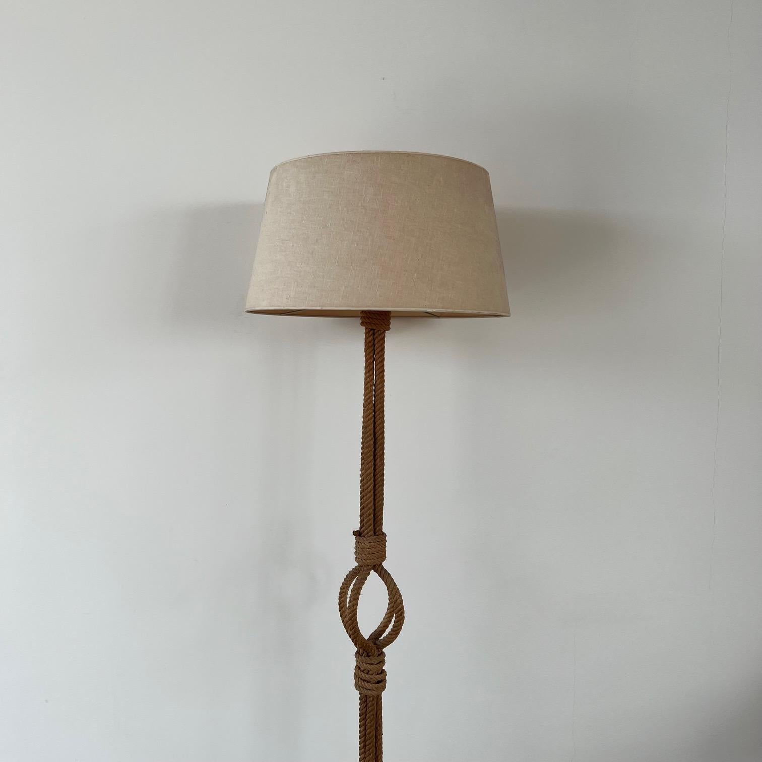 Audoux-Minet Rope Work Mid-Century French Floor Lamp For Sale 7