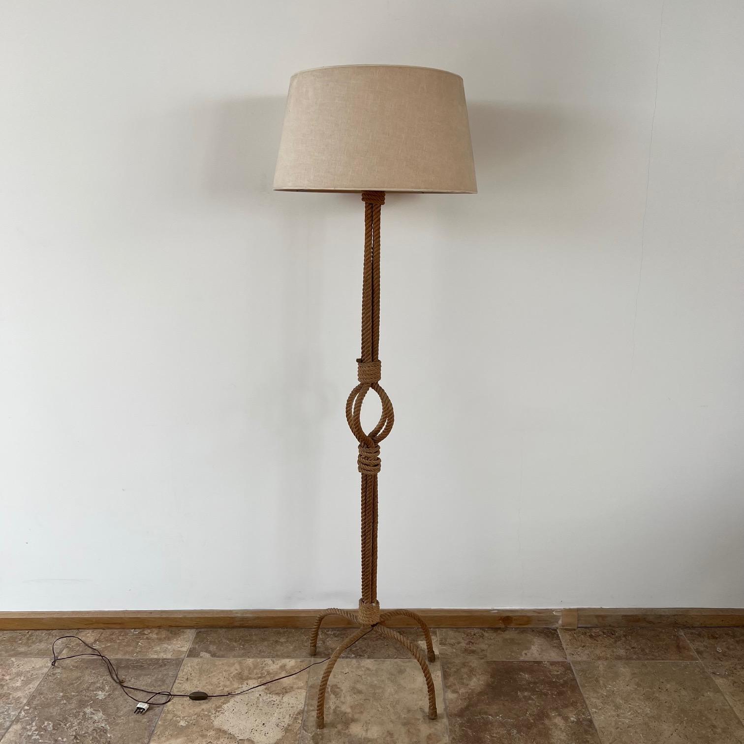 Audoux-Minet Rope Work Mid-Century French Floor Lamp For Sale 8