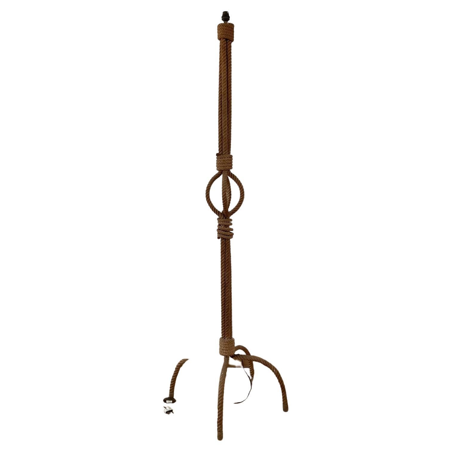 Audoux-Minet Rope Work Mid-Century French Floor Lamp For Sale